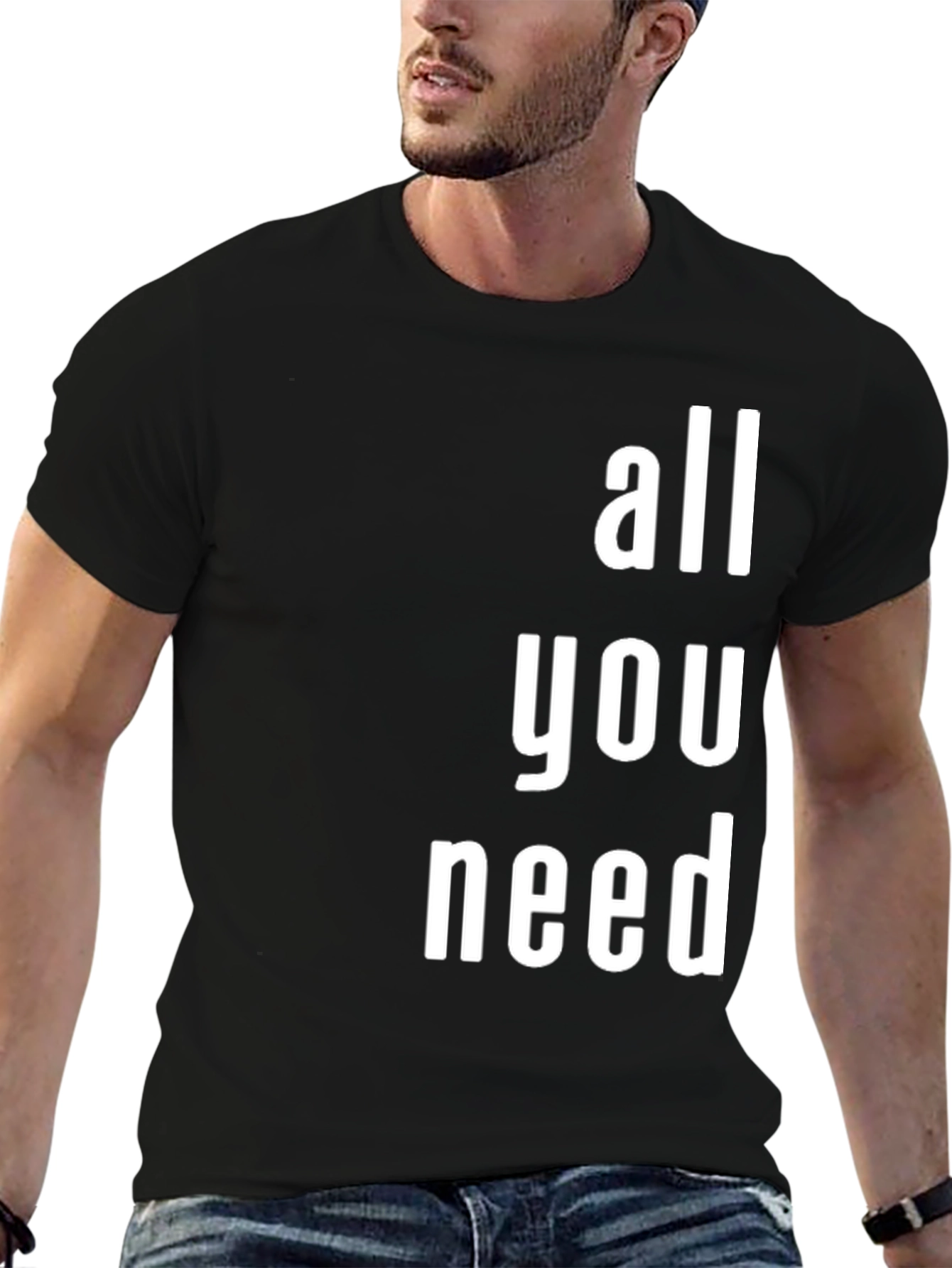 Black All You Need Graphic T-Shirt - Modern Print view 6