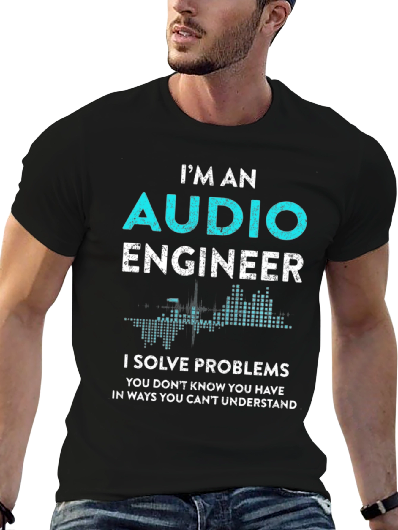 Black Audio Engineer Graphic T-Shirt - Funny Gift view 6