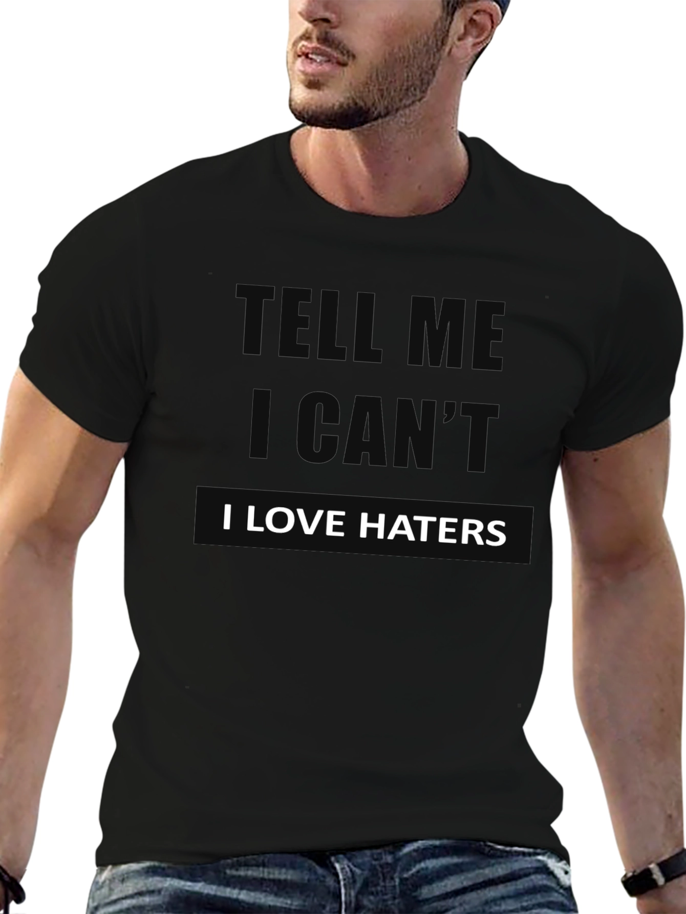 Black I Love Haters Graphic Tee - Black Cotton Blend T-Shirt view 6