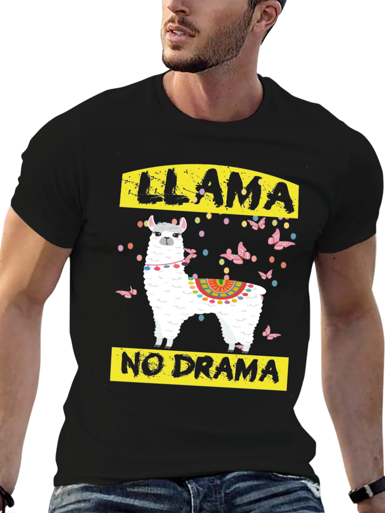 Black Llama No Drama Graphic T-Shirt view 6