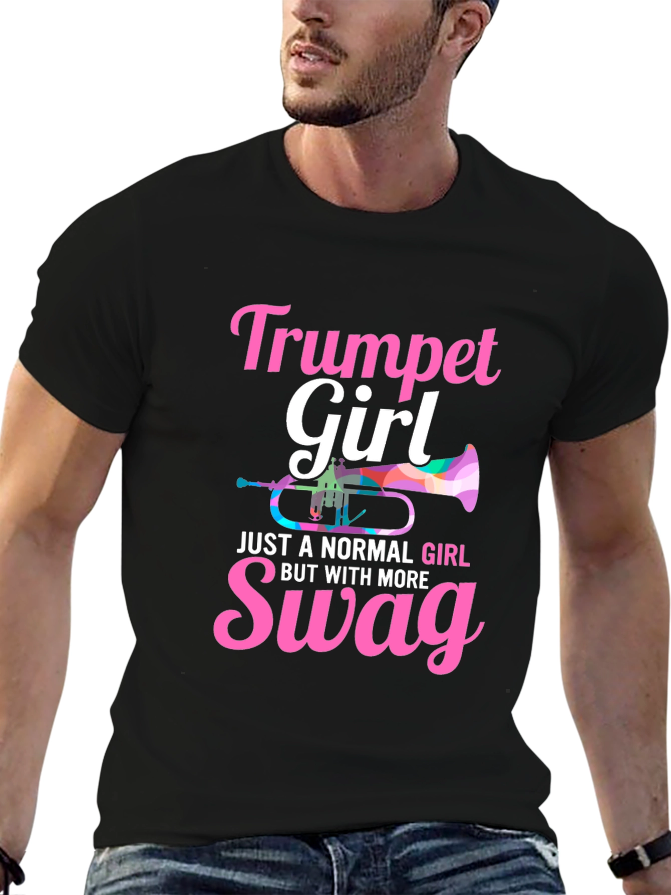 Black Trumpet Girl Swag T-Shirt view 6