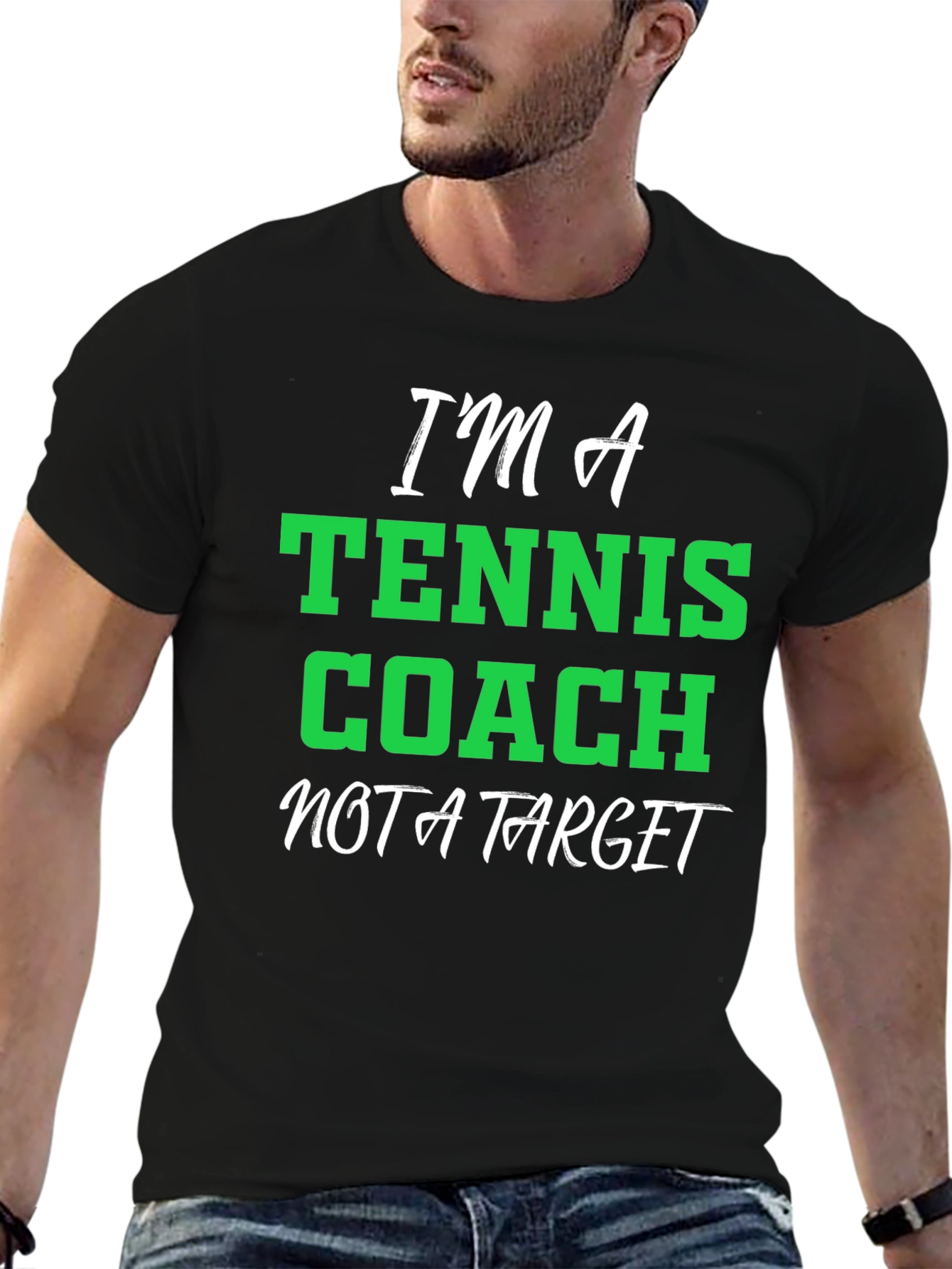 Black Tennis Coach T-Shirt - Funny Graphic Tee view 6
