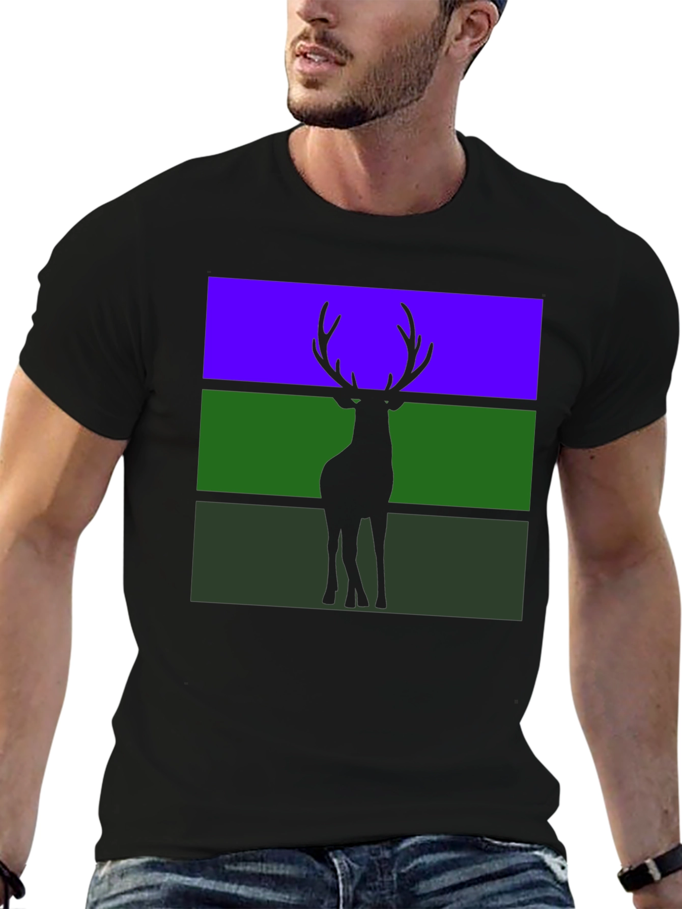 Black Deer Silhouette Graphic Tee view 6