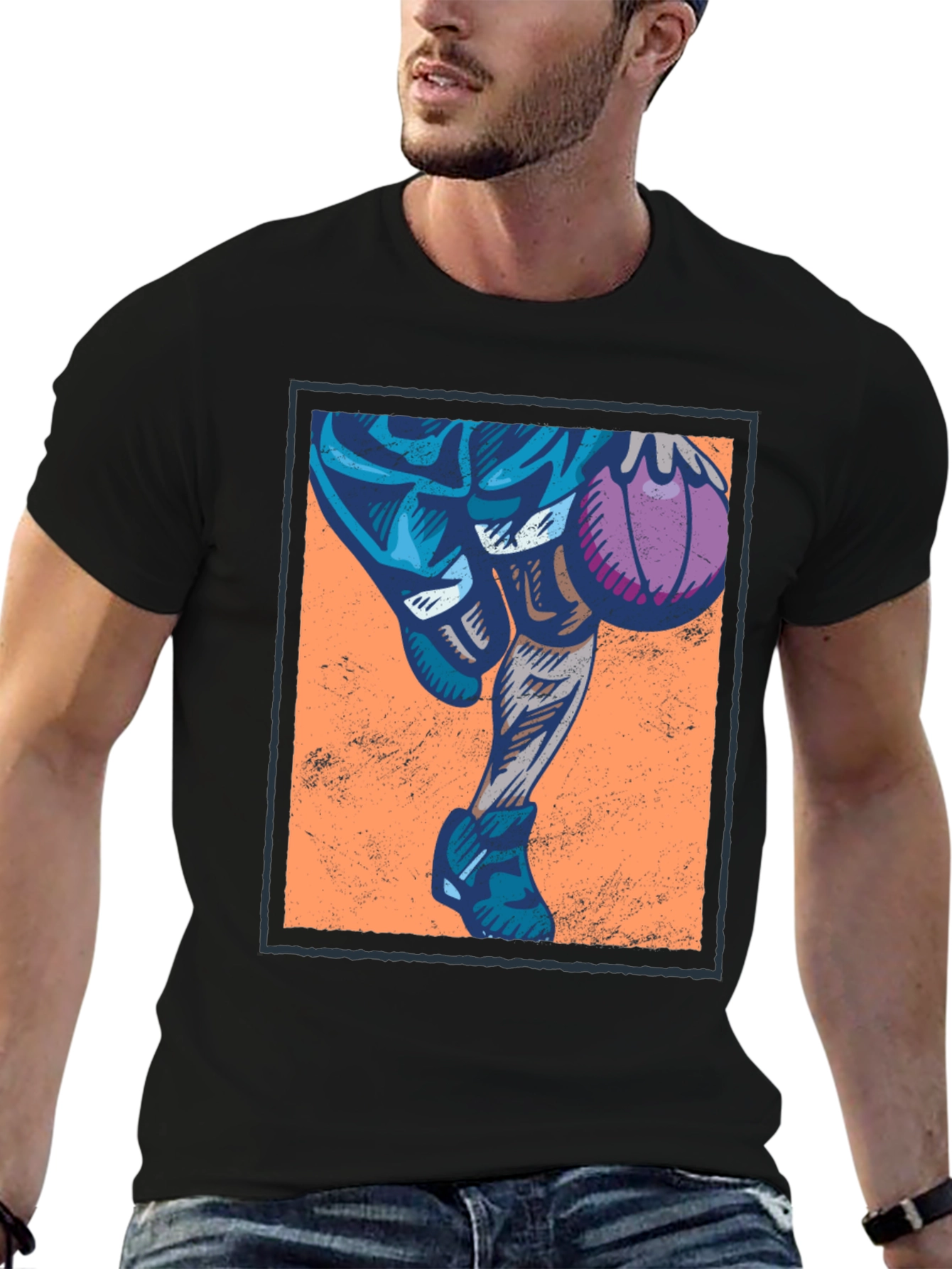 Black Basketball Graphic T-Shirt - Black view 6