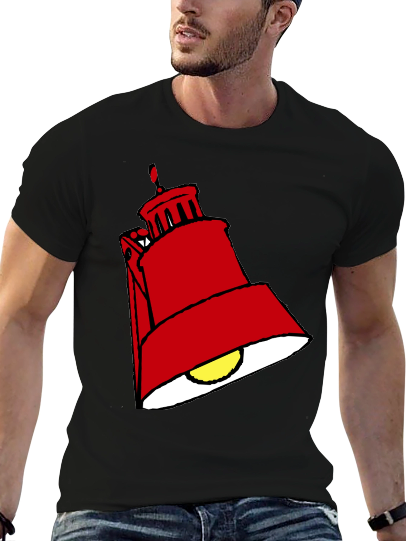 Black Red Lamp Graphic Black T-Shirt view 6