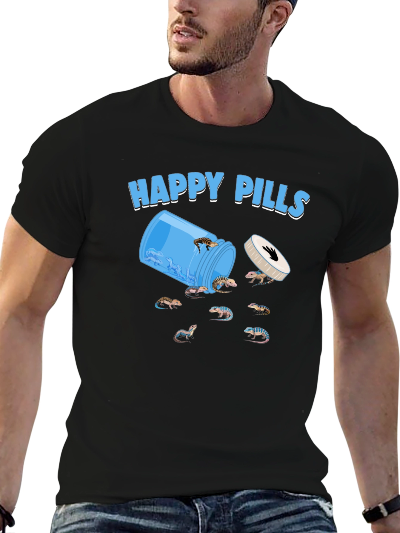 Black Happy Pills Lizard T-Shirt view 6