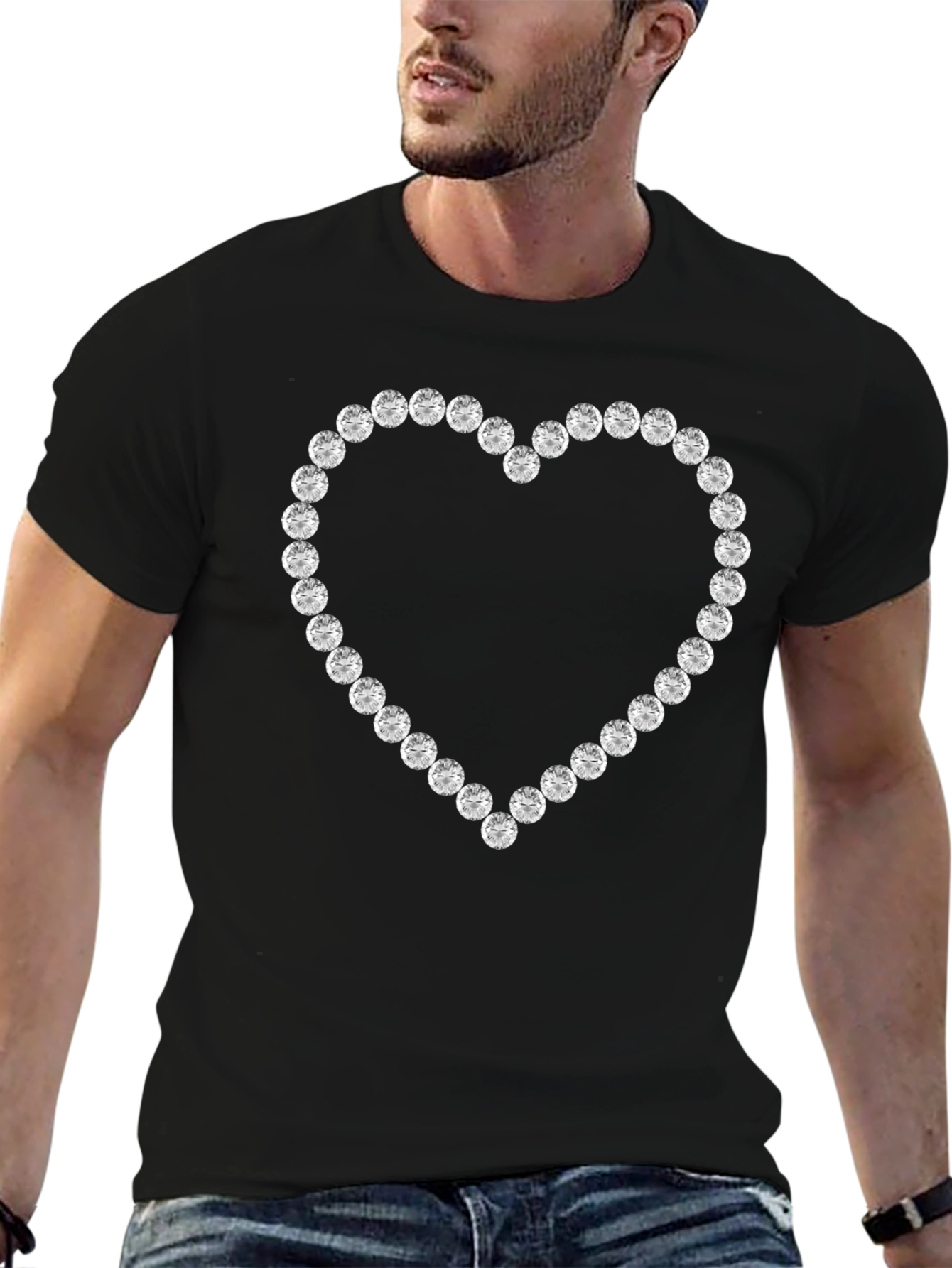 Black Diamond Heart Graphic Tee - Stylish & Unique view 6