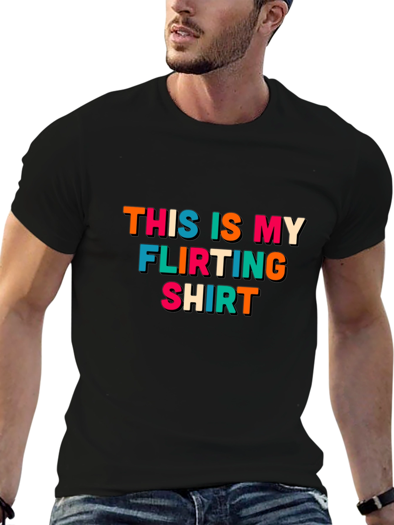 Black Flirting Shirt - Bold Statement Tee view 6
