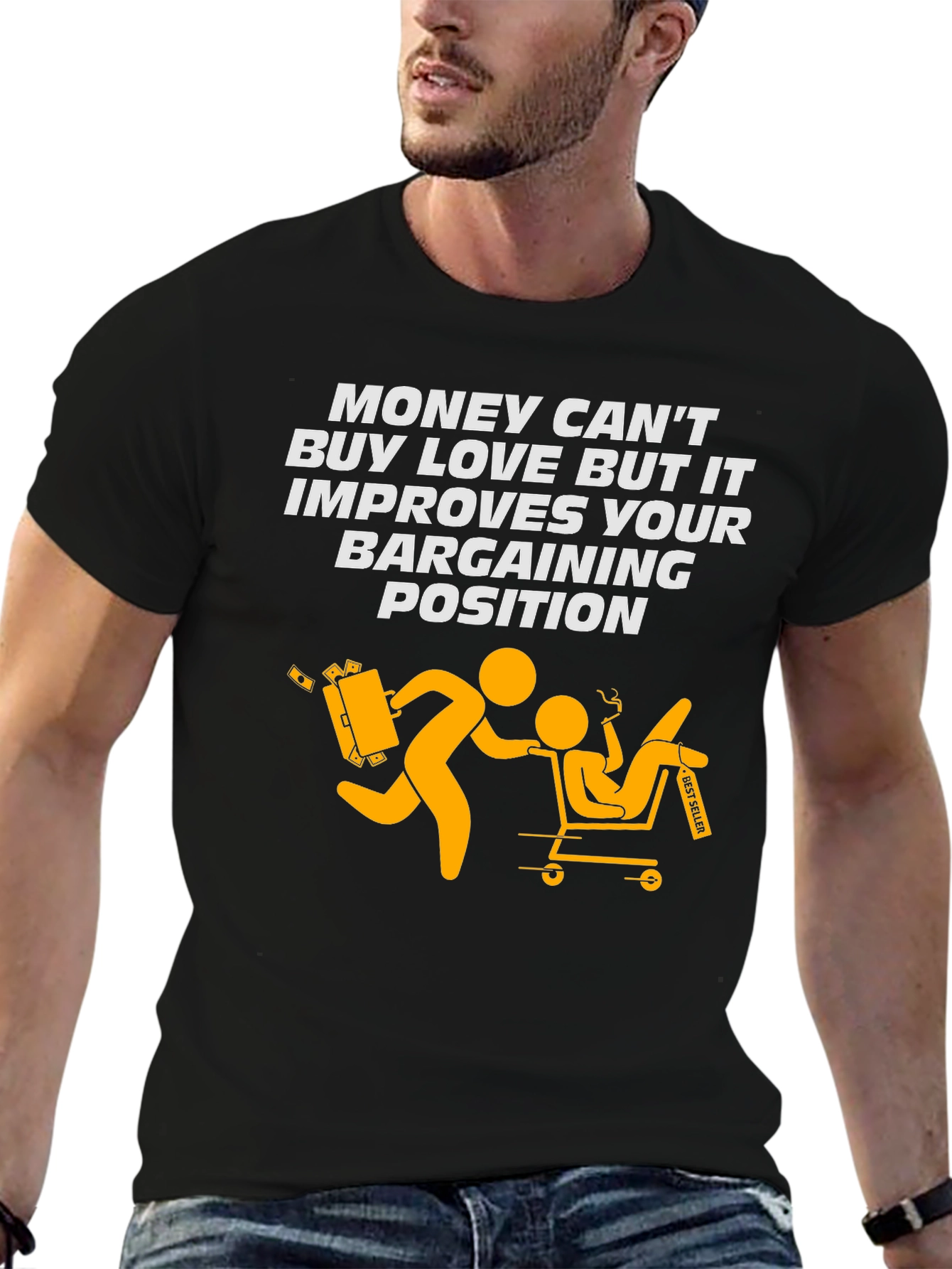 Black Funny Money Bargaining Position Graphic Tee view 6