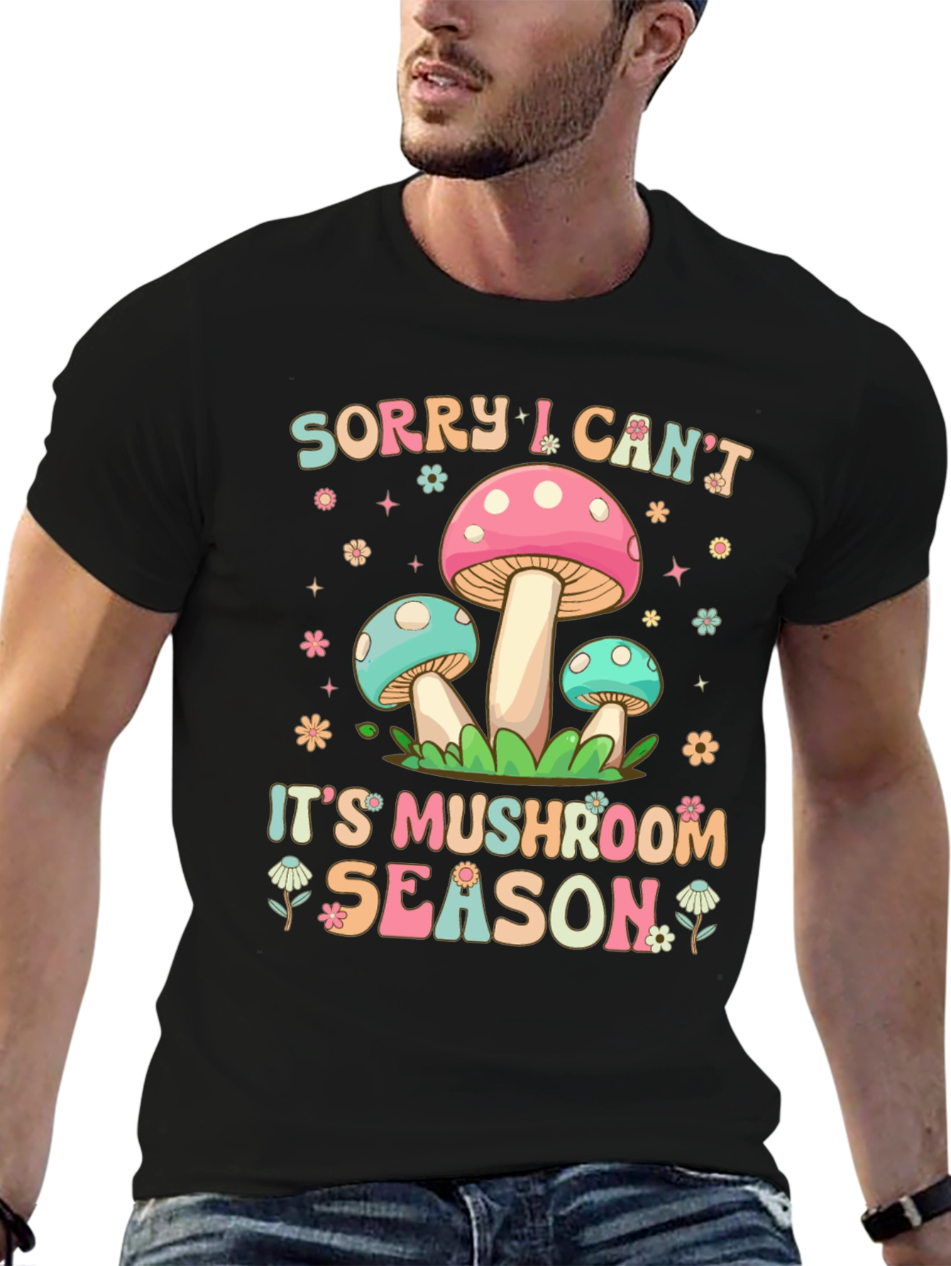 Black Mushroom Season Graphic Tee view 6