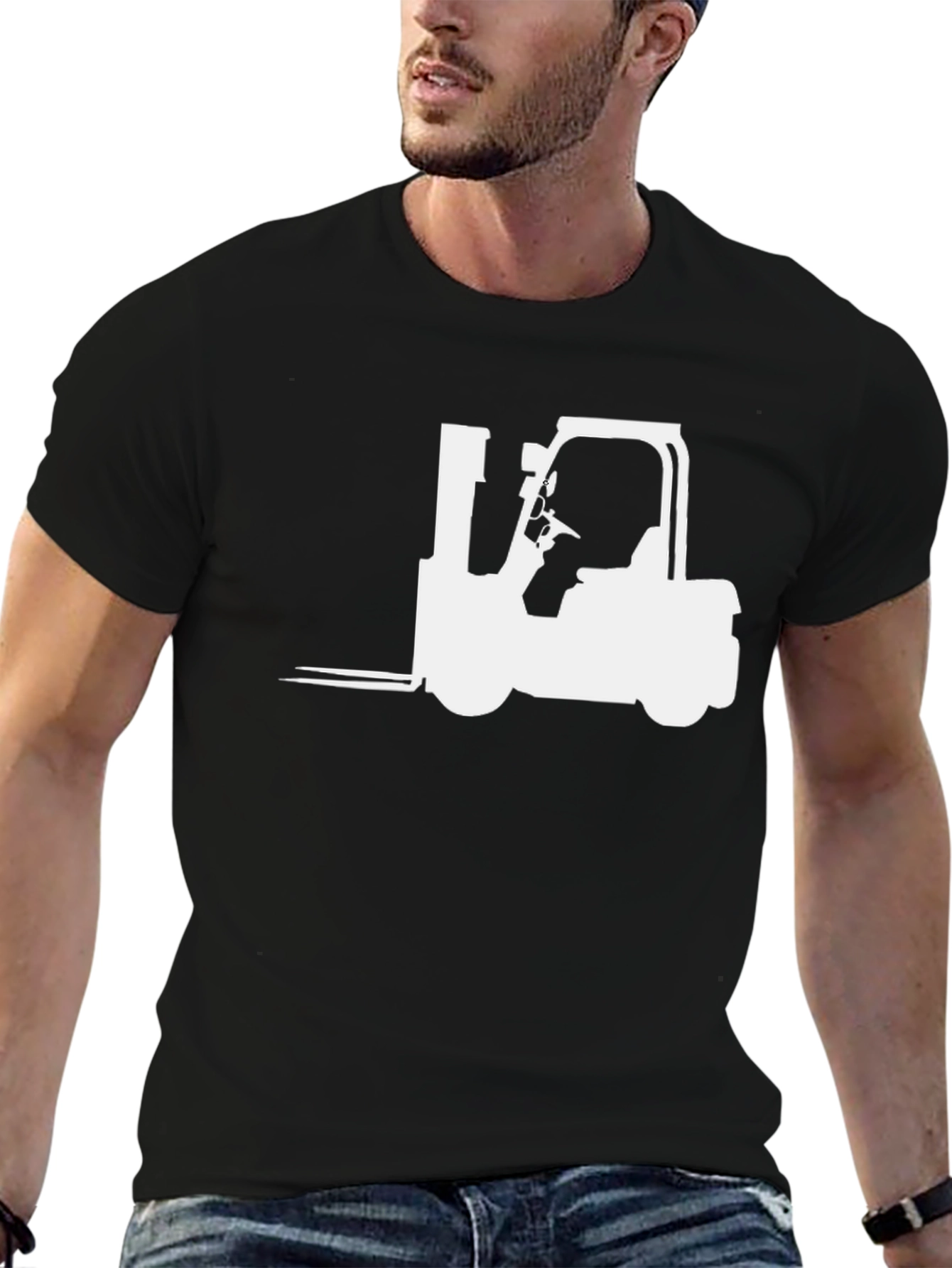 Black Forklift Graphic Tee - Black Cotton Blend view 6