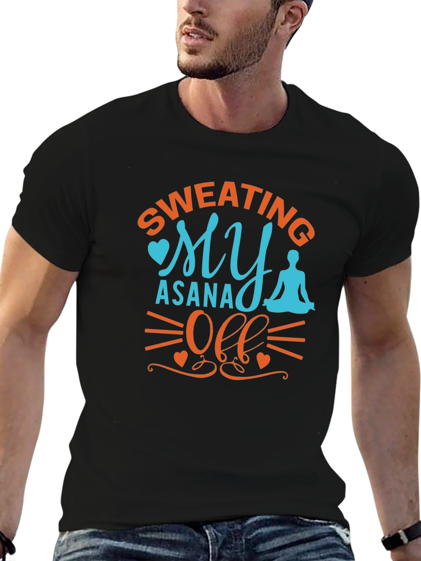 Black Yoga Asana T-Shirt - Sweating My Asana Off view 6