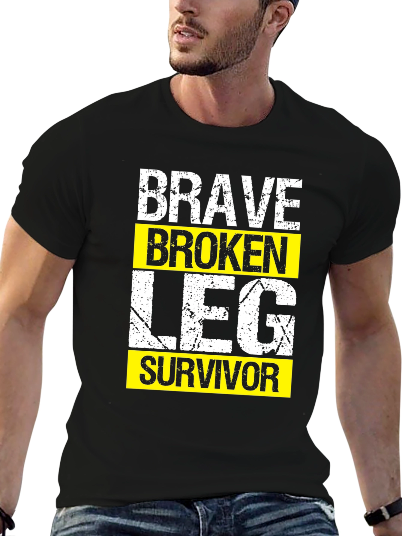 Black Brave Broken Leg Survivor Graphic T-Shirt view 6
