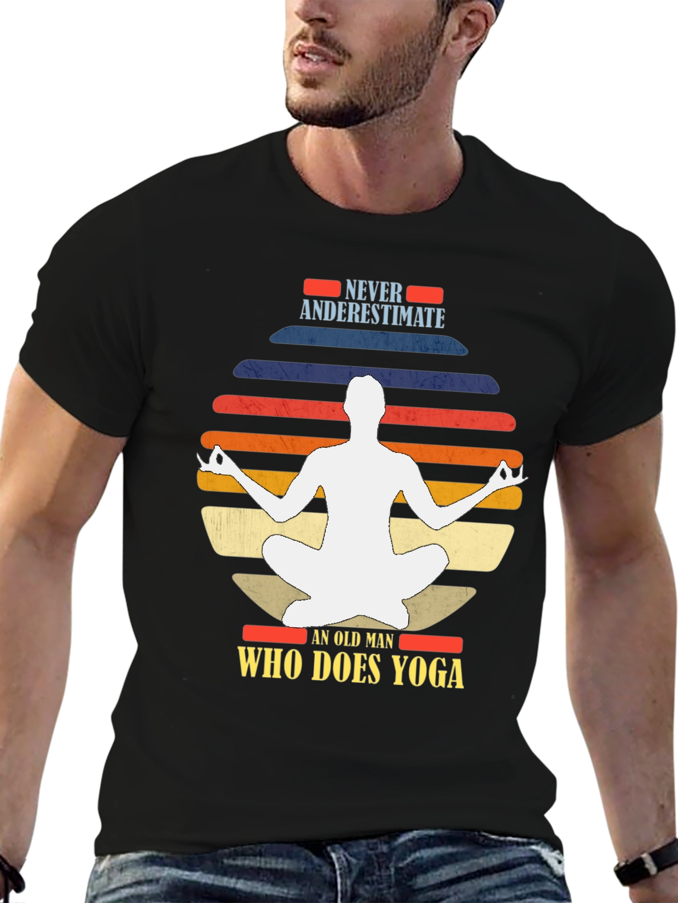 Black Yoga Man Graphic Tee - Never Underestimate view 6