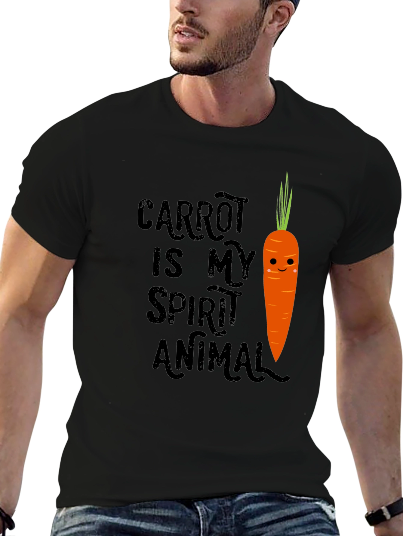 Black Carrot Spirit Animal Graphic Tee - Funny Vegan T-Shirt view 6
