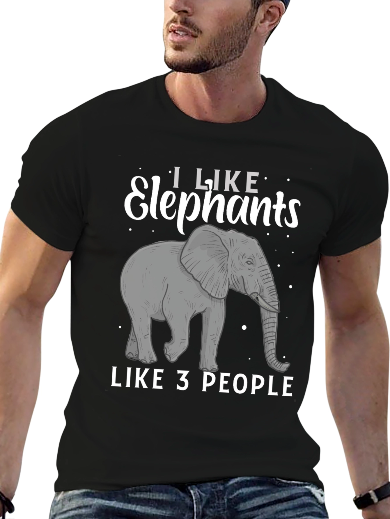 Black Elephant Lover T-Shirt: I Like Elephants, Like 3 People view 6