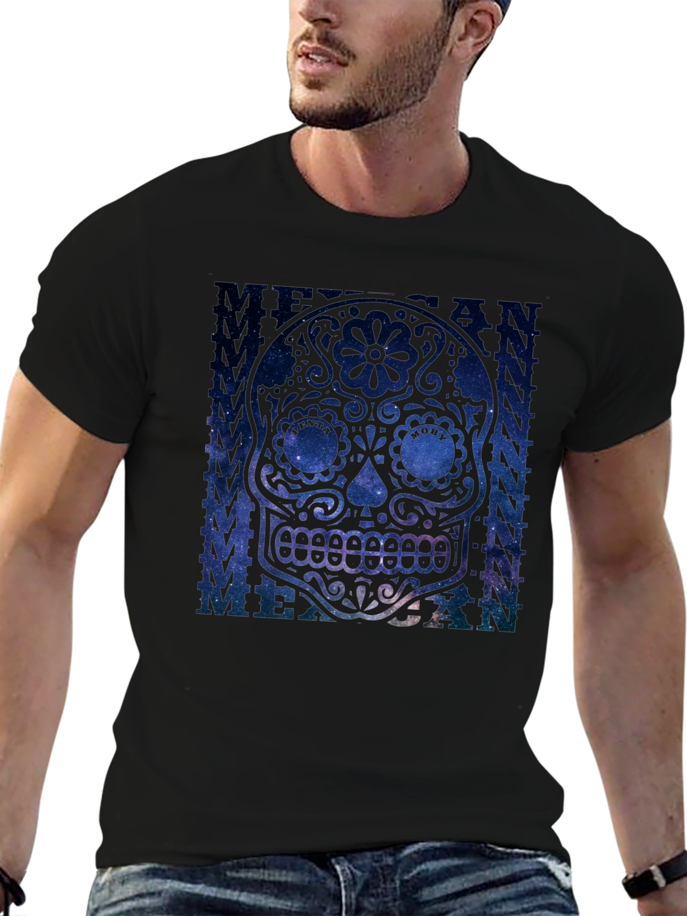 Black Mexican Sugar Skull Graphic T-Shirt view 6