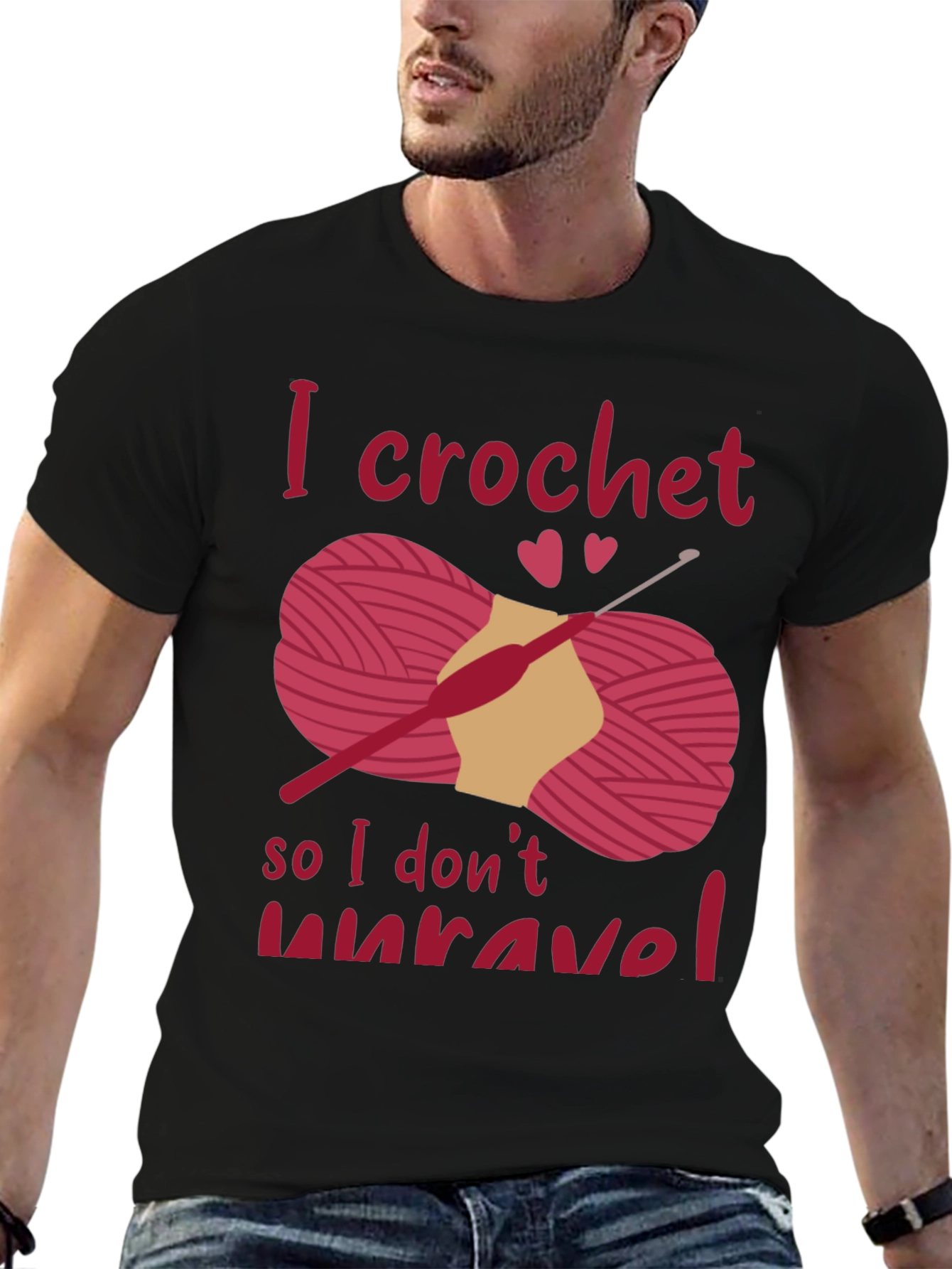 Black I Crochet So I Don't Unravel T-Shirt view 6