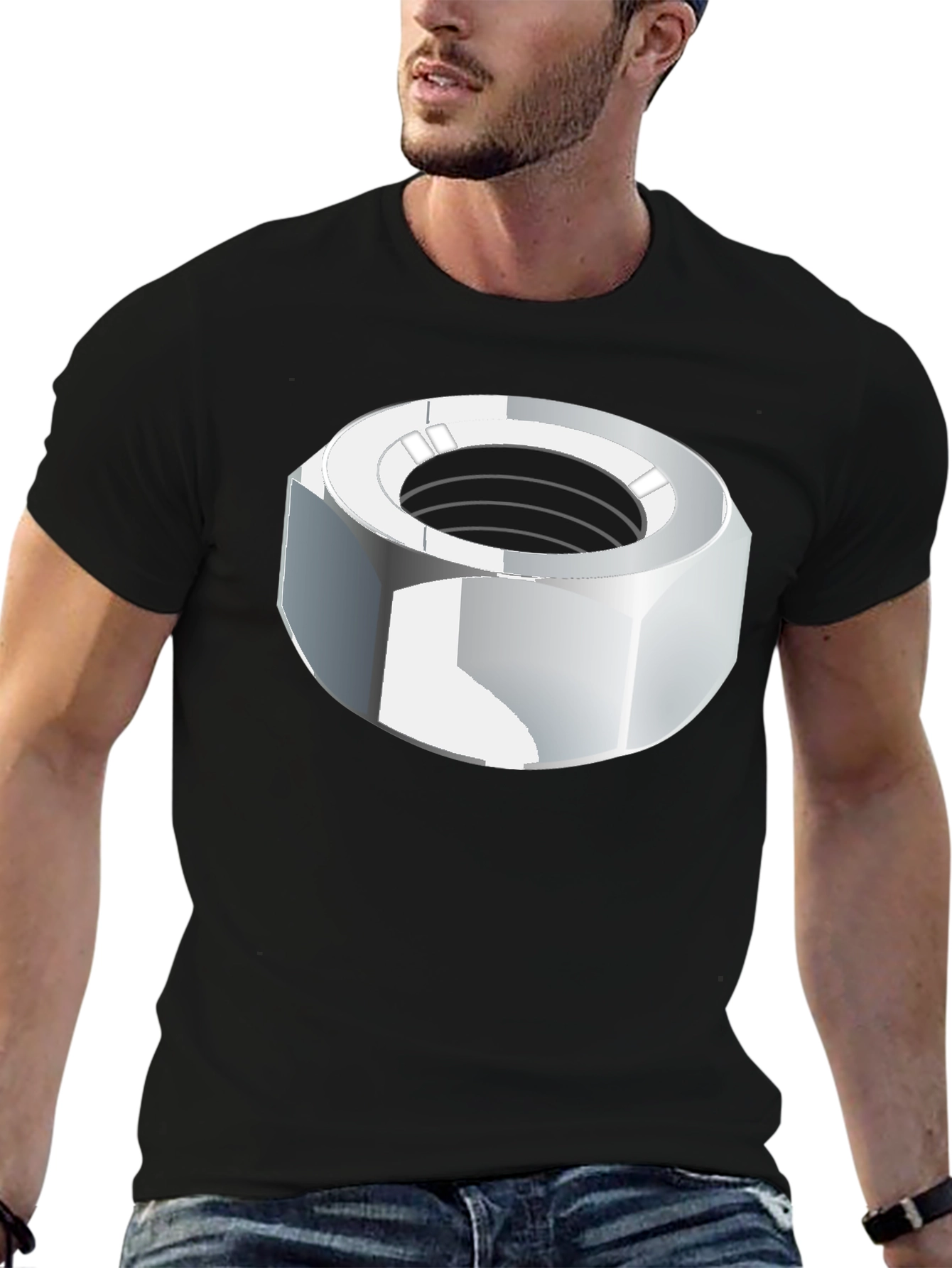 Black Nut Graphic T-Shirt - Black Cotton Tee view 6