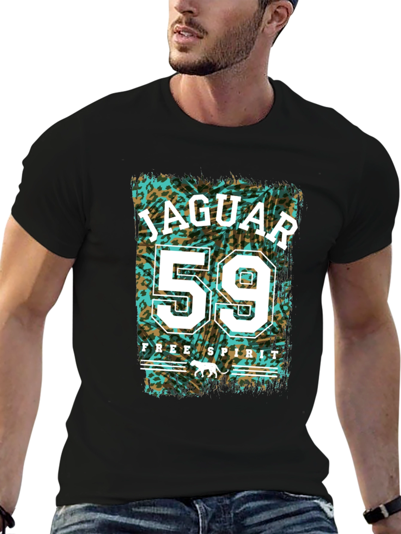 Black Jaguar 59 Free Spirit Graphic Tee - Men's Black T-Shirt view 6