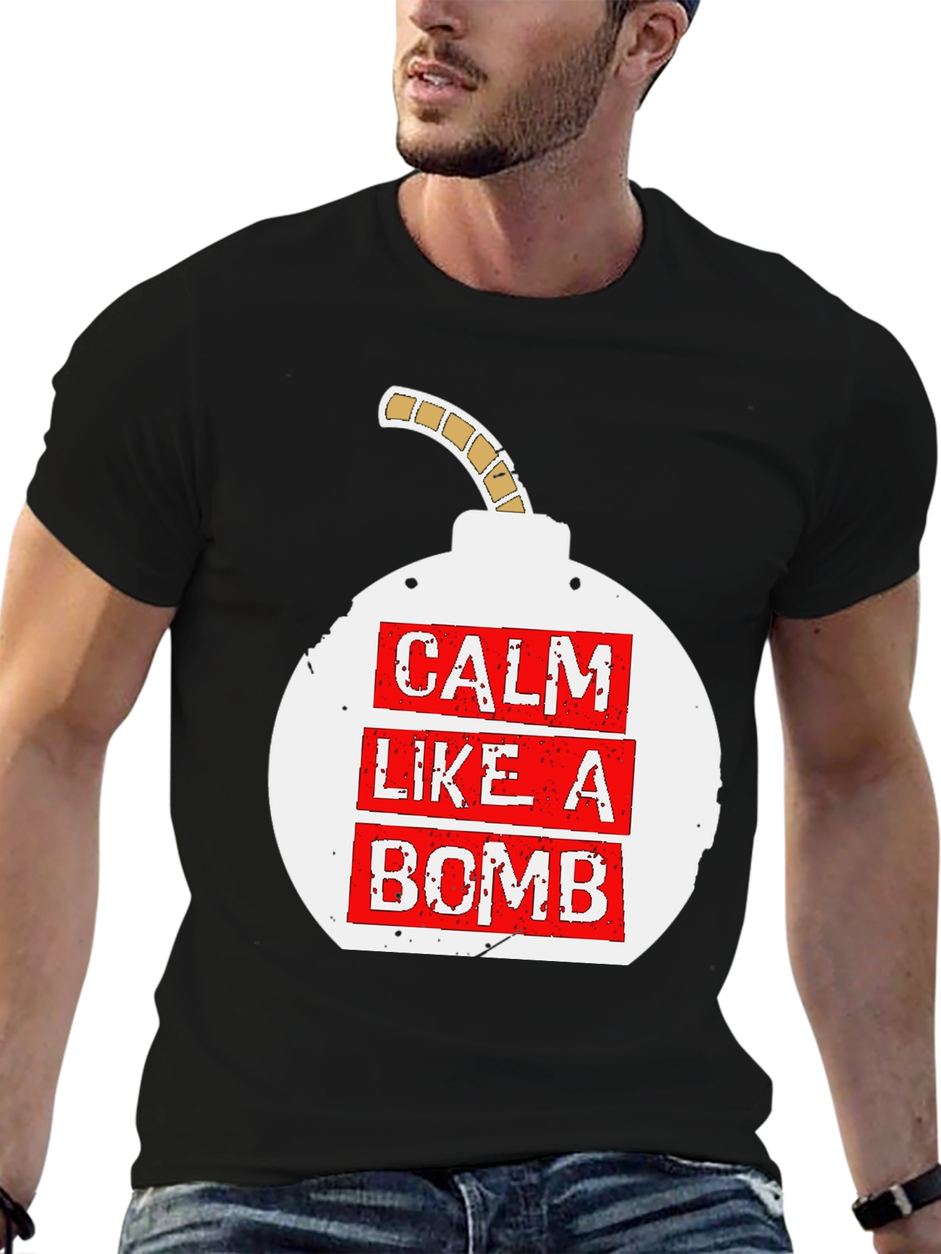 Black Calm Like A Bomb Graphic Tee view 6