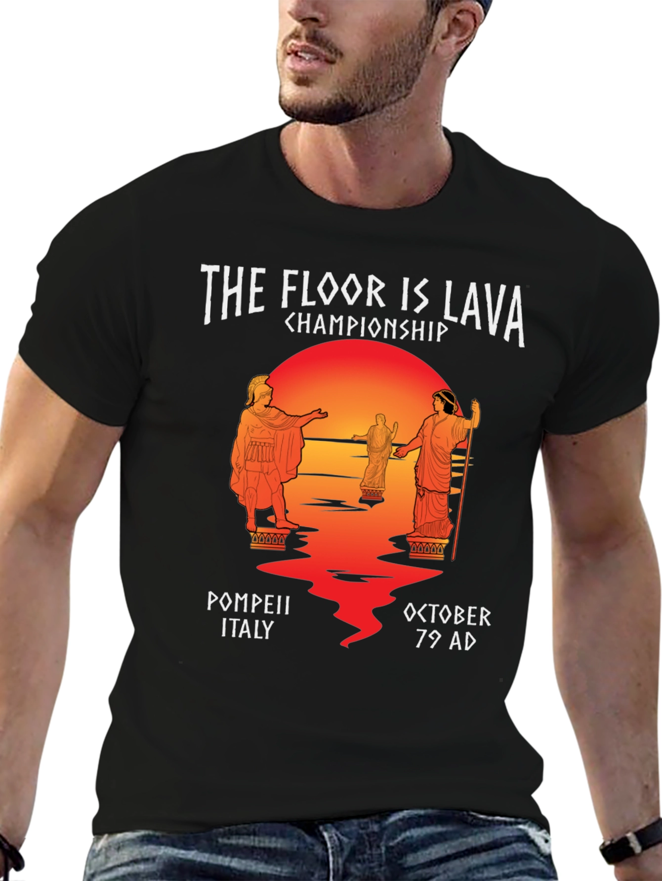 Black The Floor is Lava Championship T-Shirt view 6
