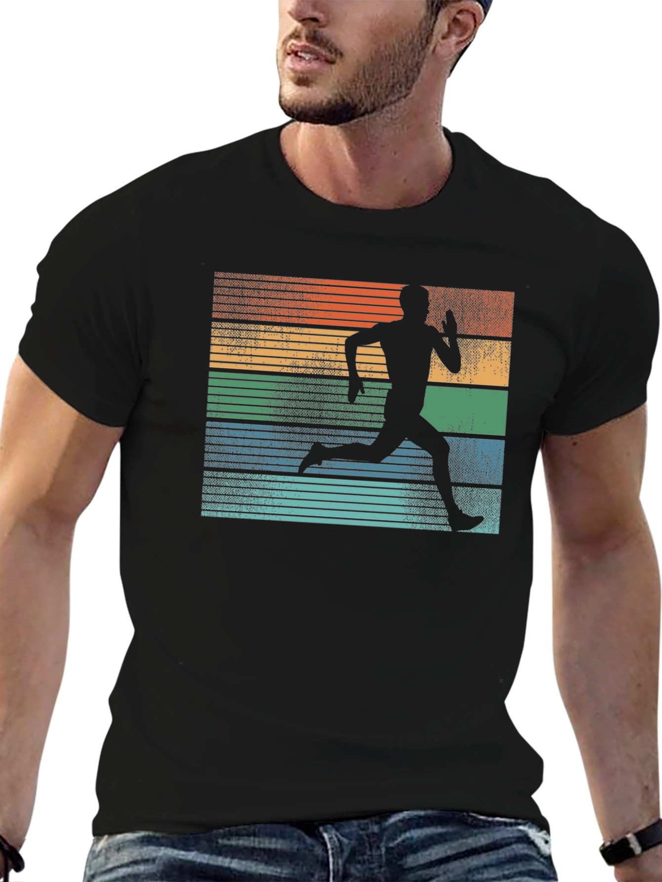 Black Retro Runner Graphic Tee view 6