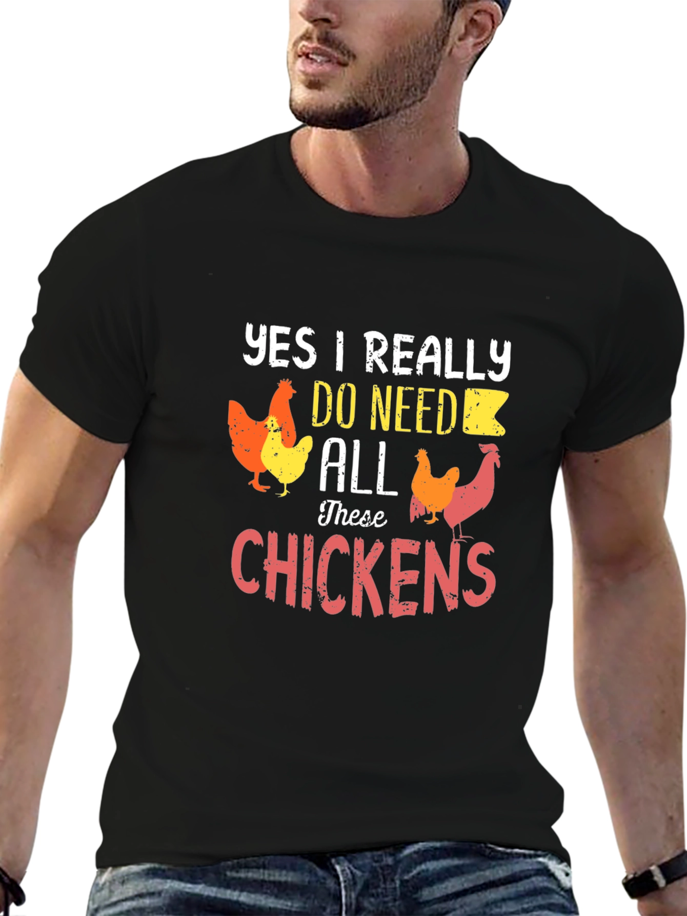 Black Funny Chicken Lover T-Shirt - Yes I Need All These Chickens view 6