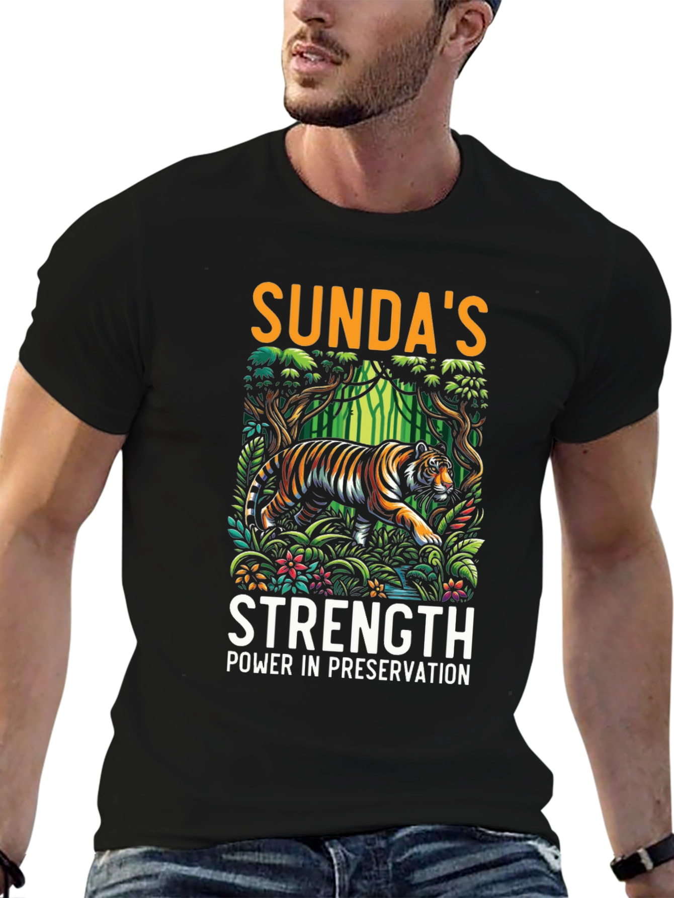 Black Sunda's Strength Tiger Graphic Tee view 6