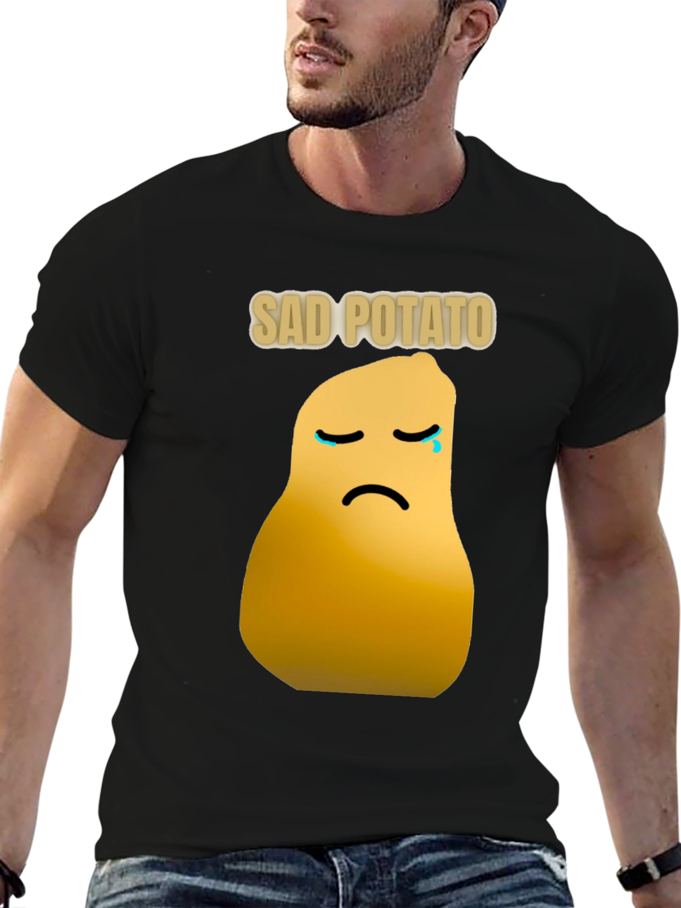 Black Sad Potato Graphic T-Shirt - Unisex Cotton Tee view 6