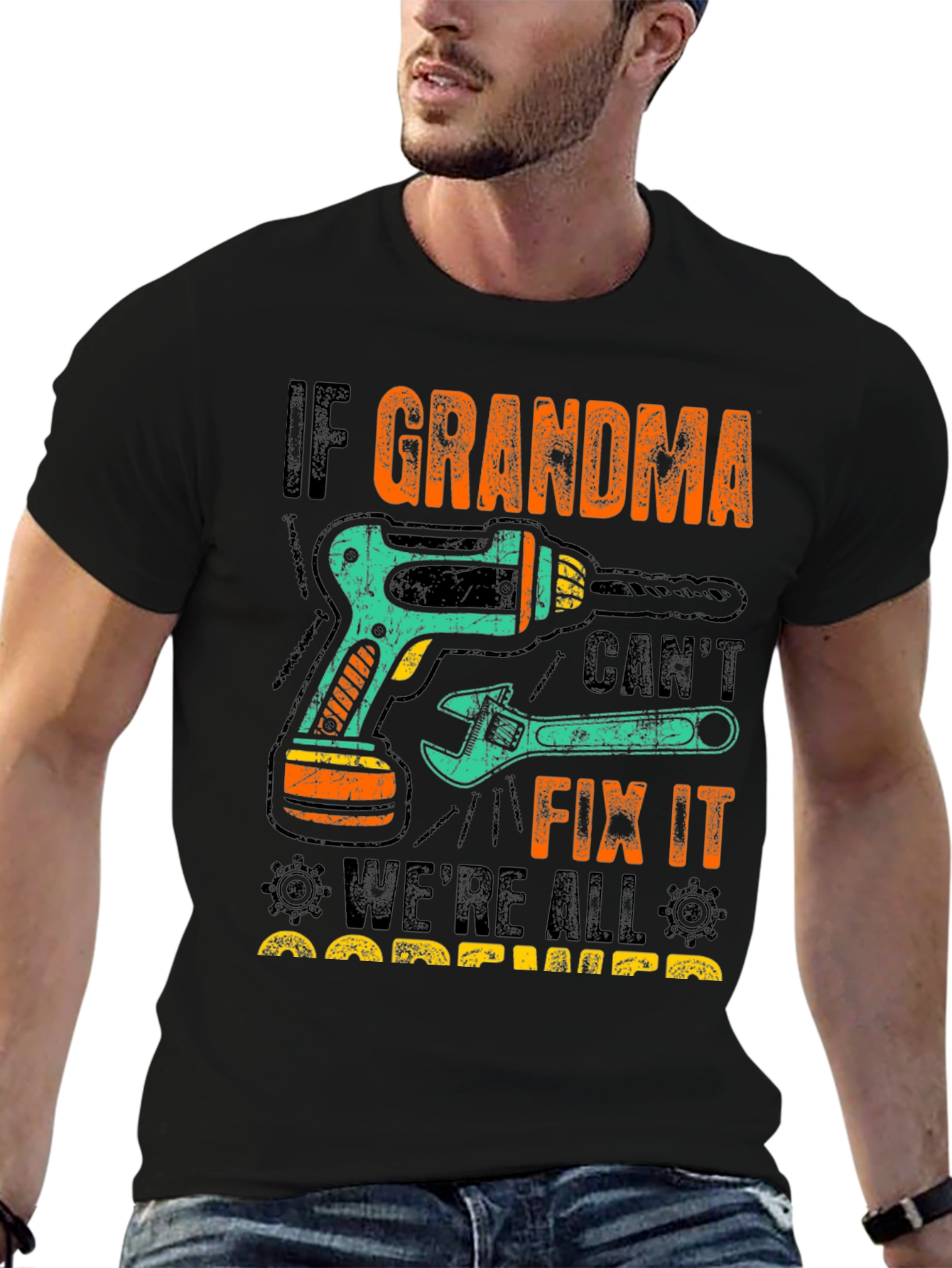 Black If Grandma Can't Fix It T-Shirt view 6