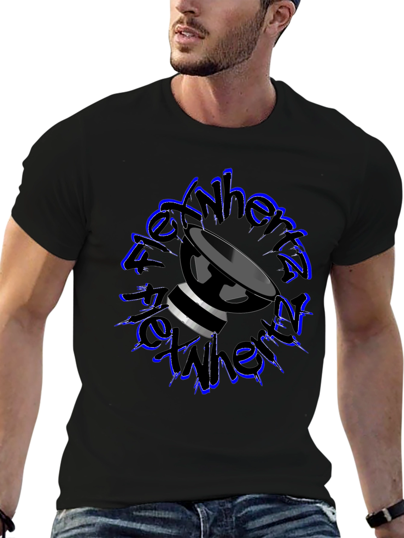 Black Black T-Shirt with Drum Graphic view 6