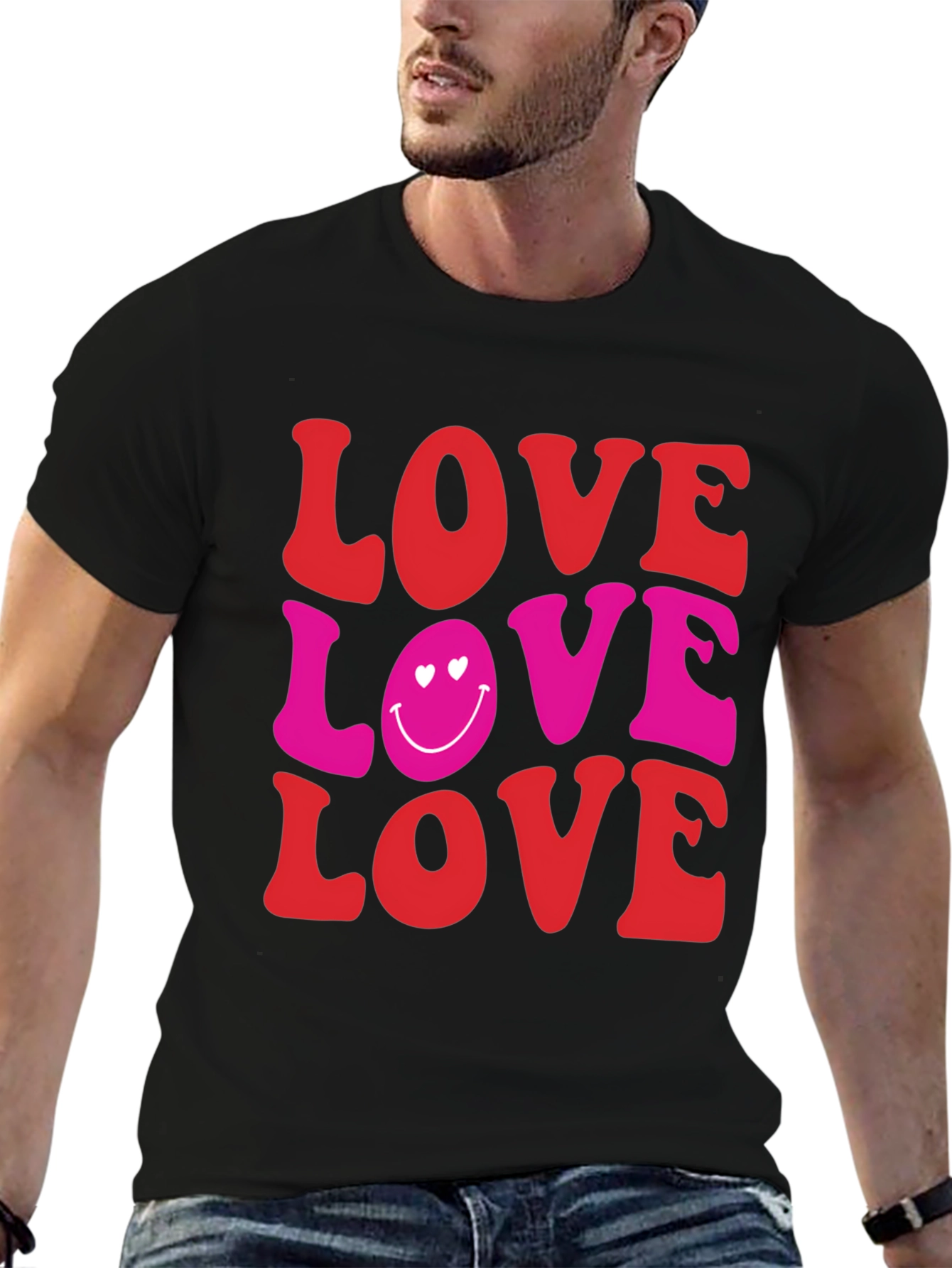 Black Love Smiley Face Graphic Tee view 6
