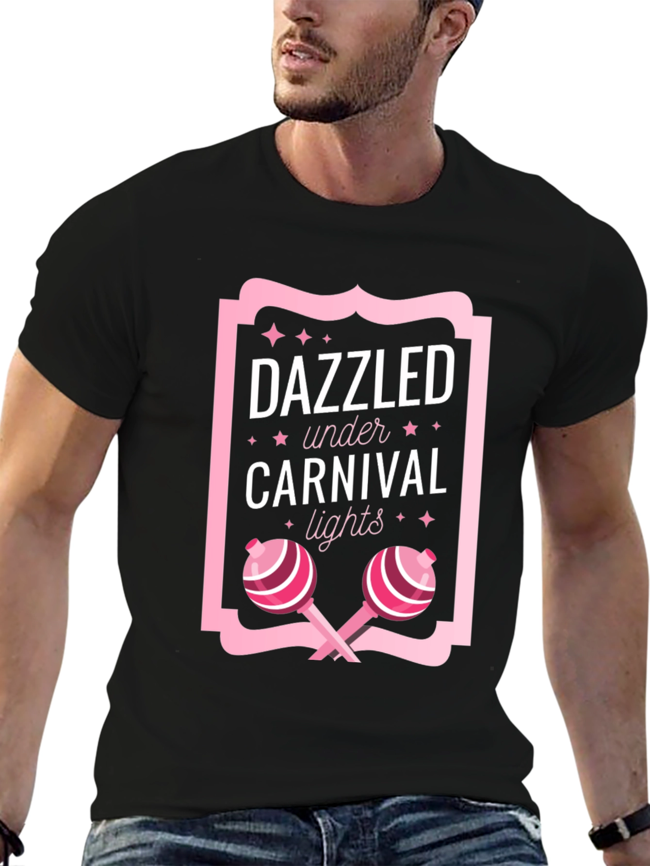 Black Dazzled Under Carnival Lights Graphic Tee view 6