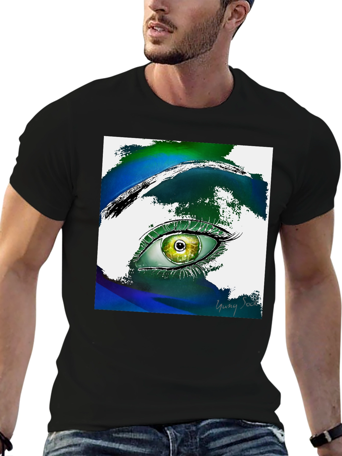 Black Eye Art T-Shirt - Artistic Graphic Tee view 6