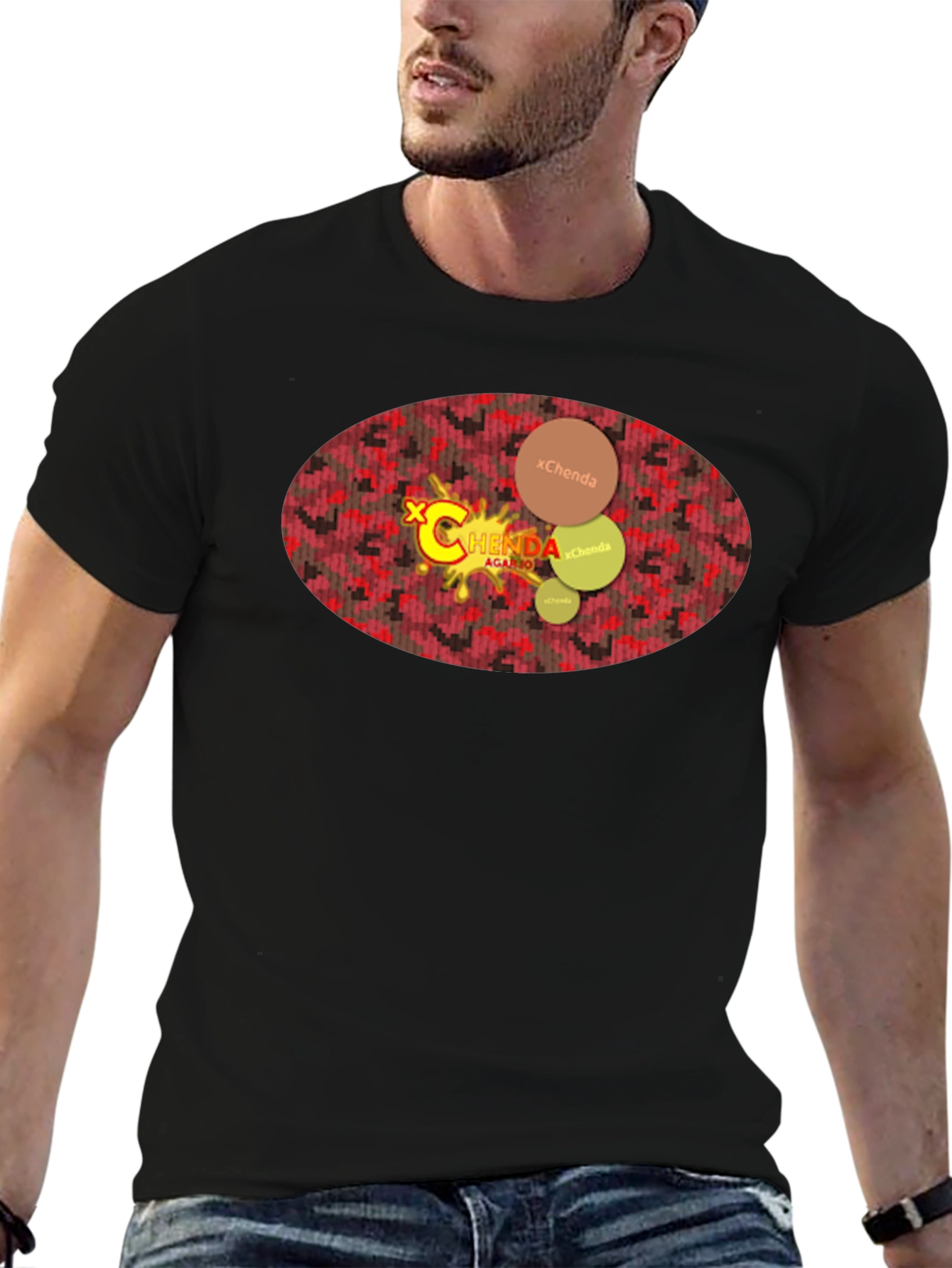 Black Unique Graphic Tee - Abstract Design - Black view 6