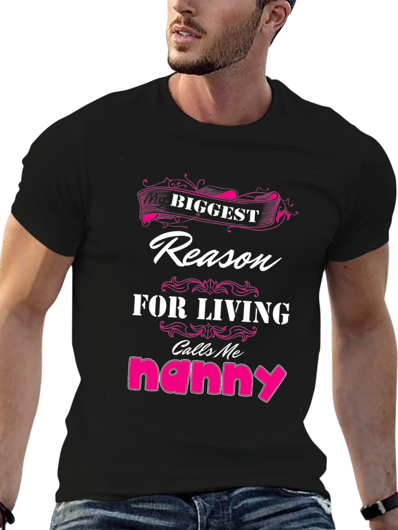 Black Biggest Reason For Living Nanny T-Shirt view 6