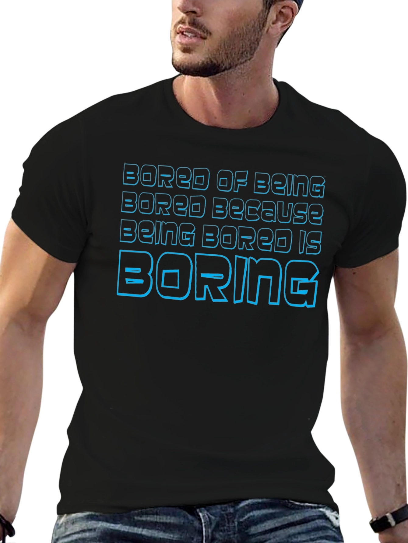 Black Bored of Being Bored Graphic T-Shirt view 6