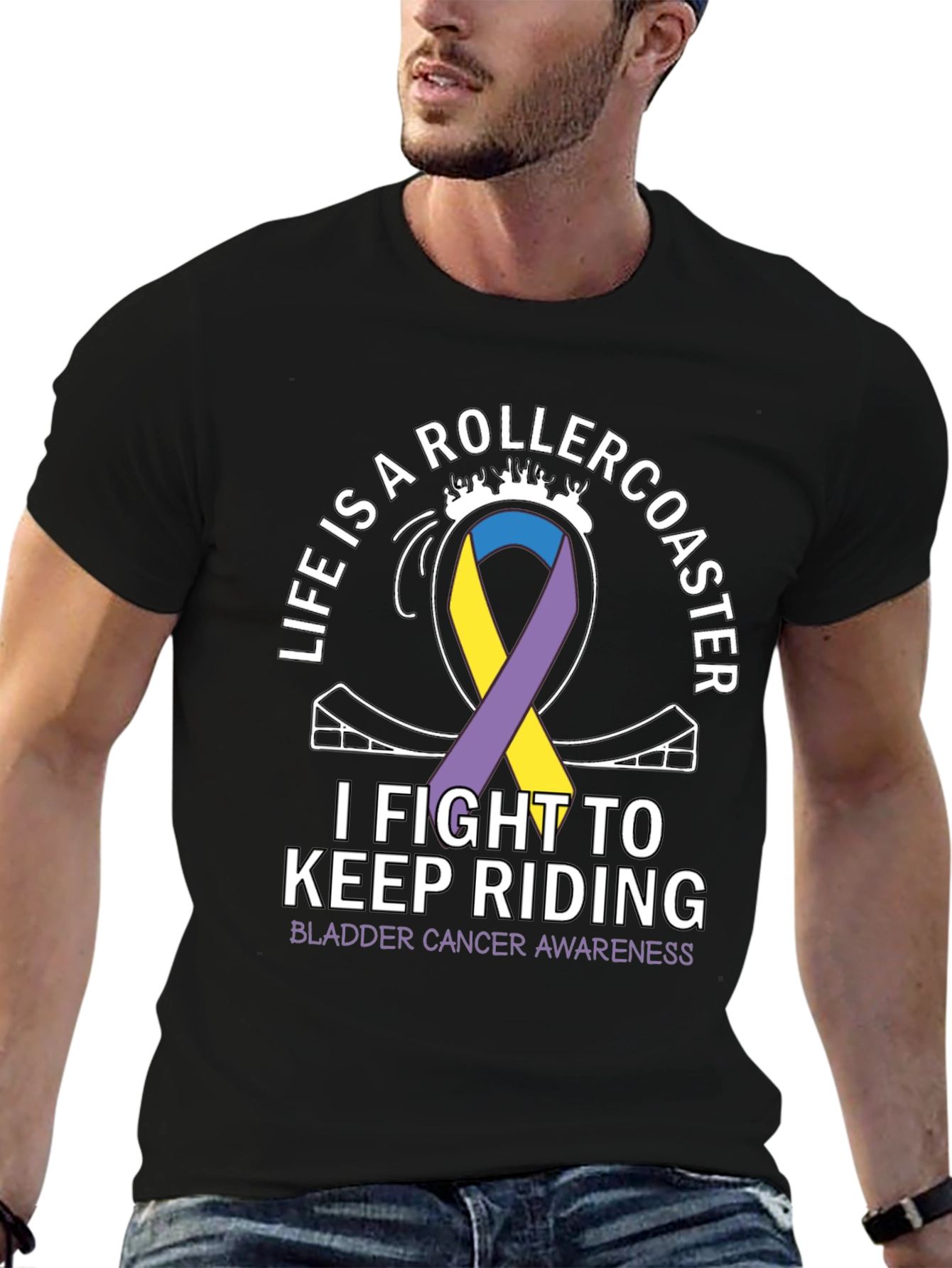 Black Bladder Cancer Awareness T-Shirt view 6