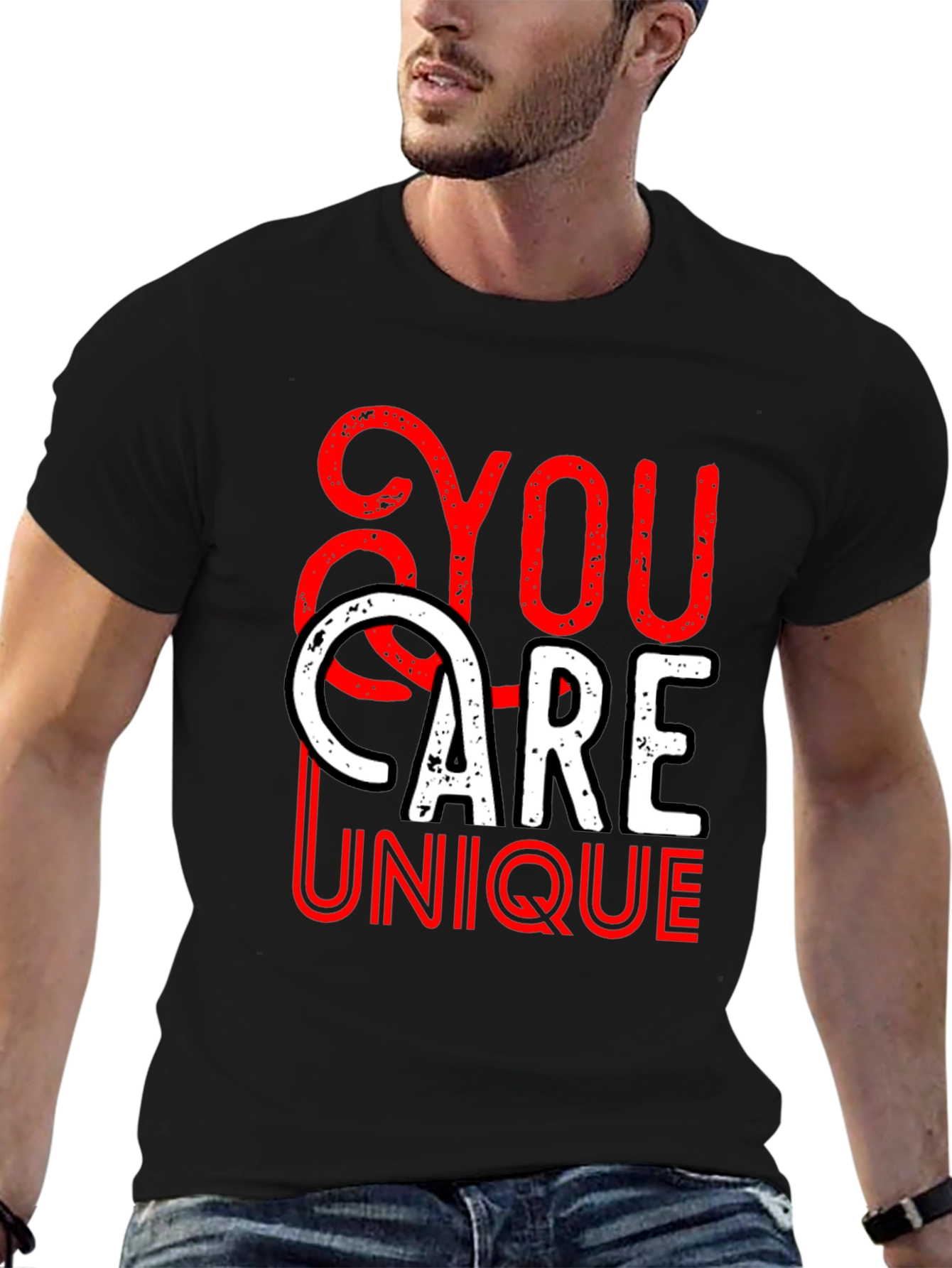 Black You Are Unique Graphic T-Shirt view 6