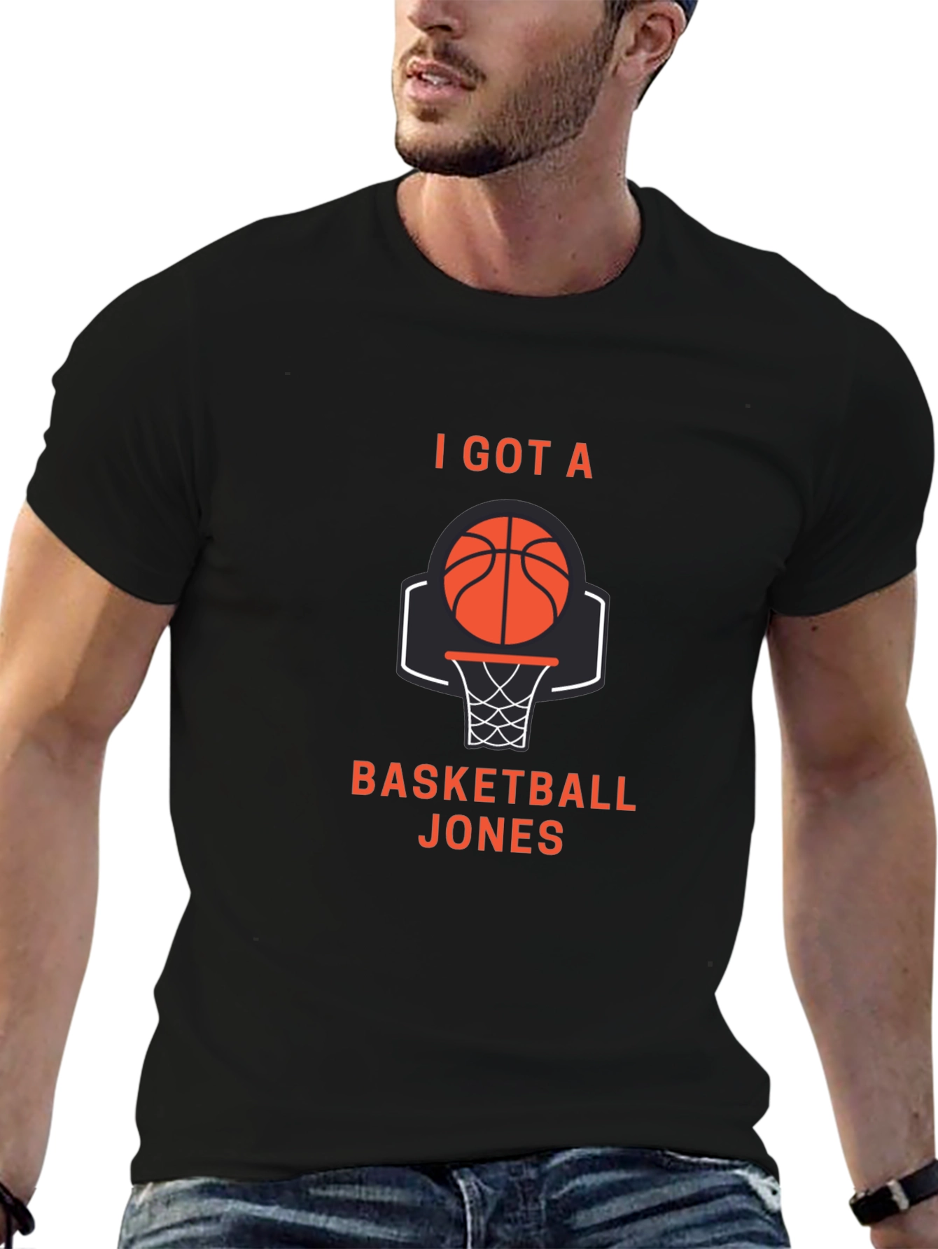 Black Basketball Jones T-Shirt - I Got A Basketball Jones view 6