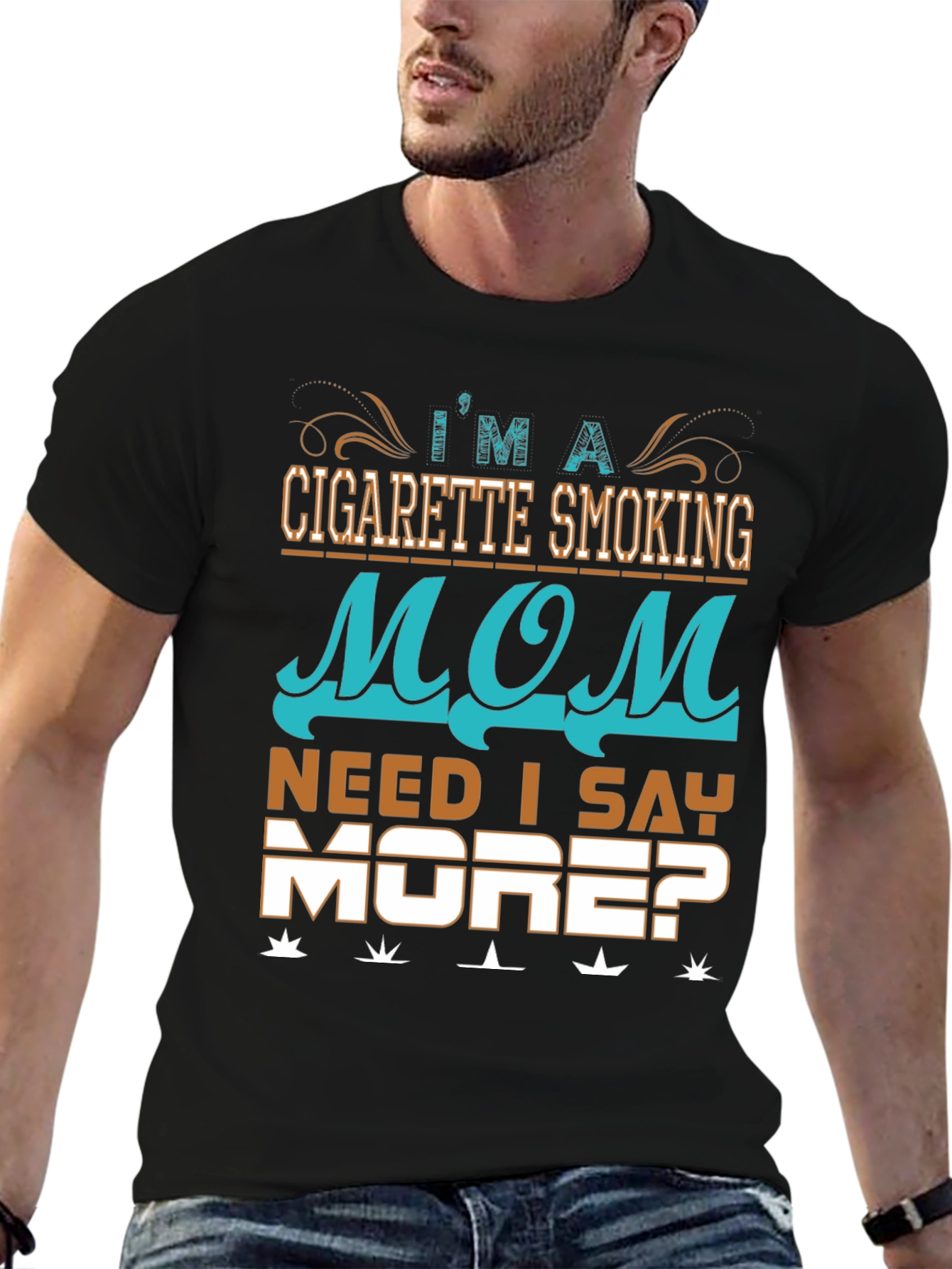 Black Cigarette Smoking Mom Graphic T-Shirt view 6