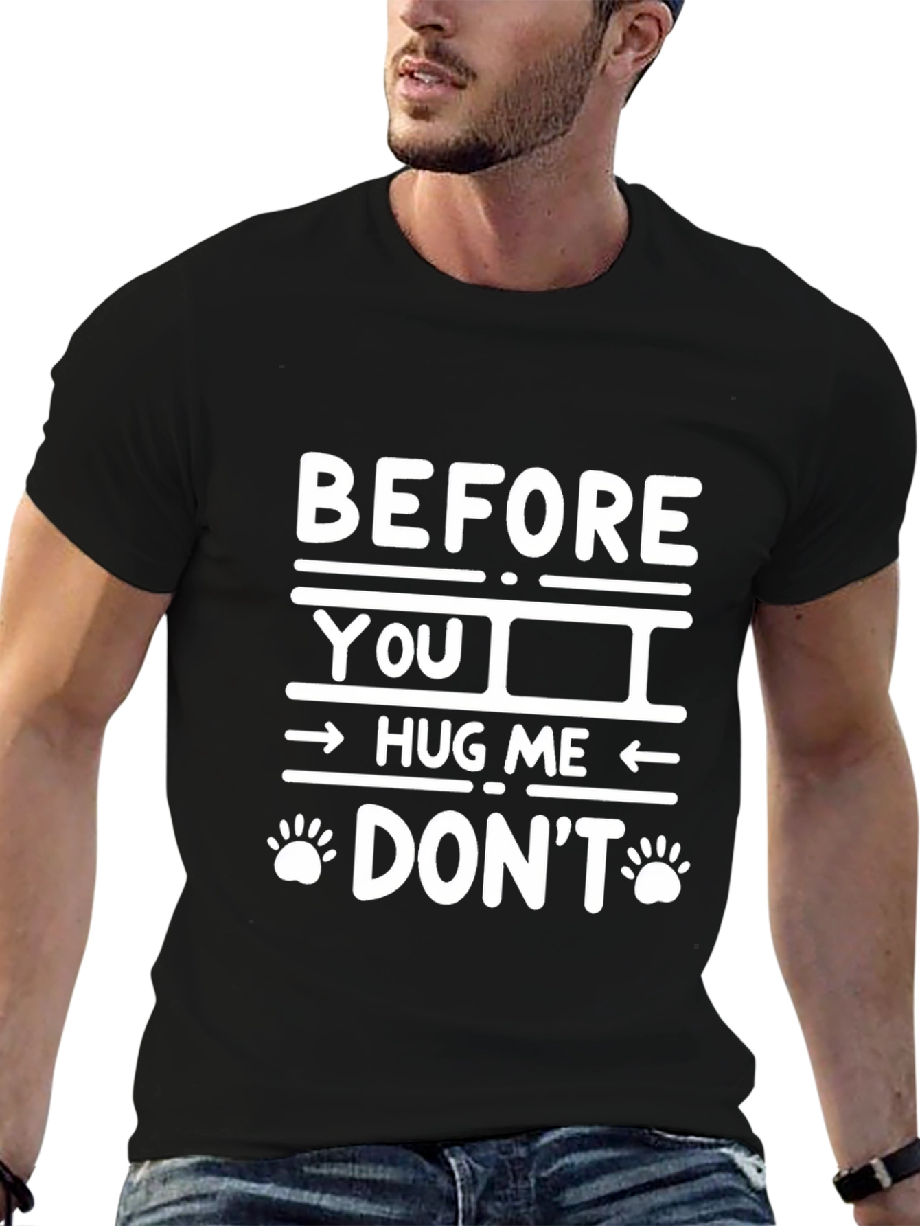 Black Funny "Before You Hug Me Don't" Graphic Tee view 6