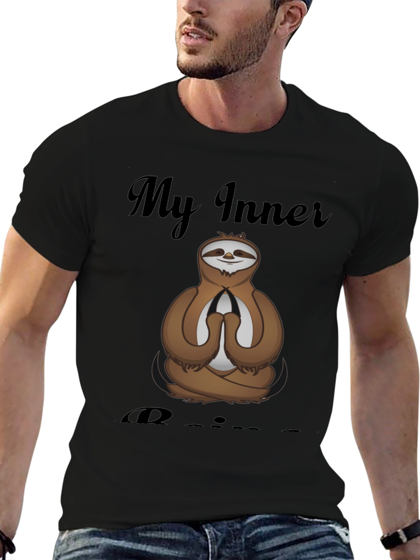 Black Zen Sloth T-Shirt - Inner Peace & Comfort view 6