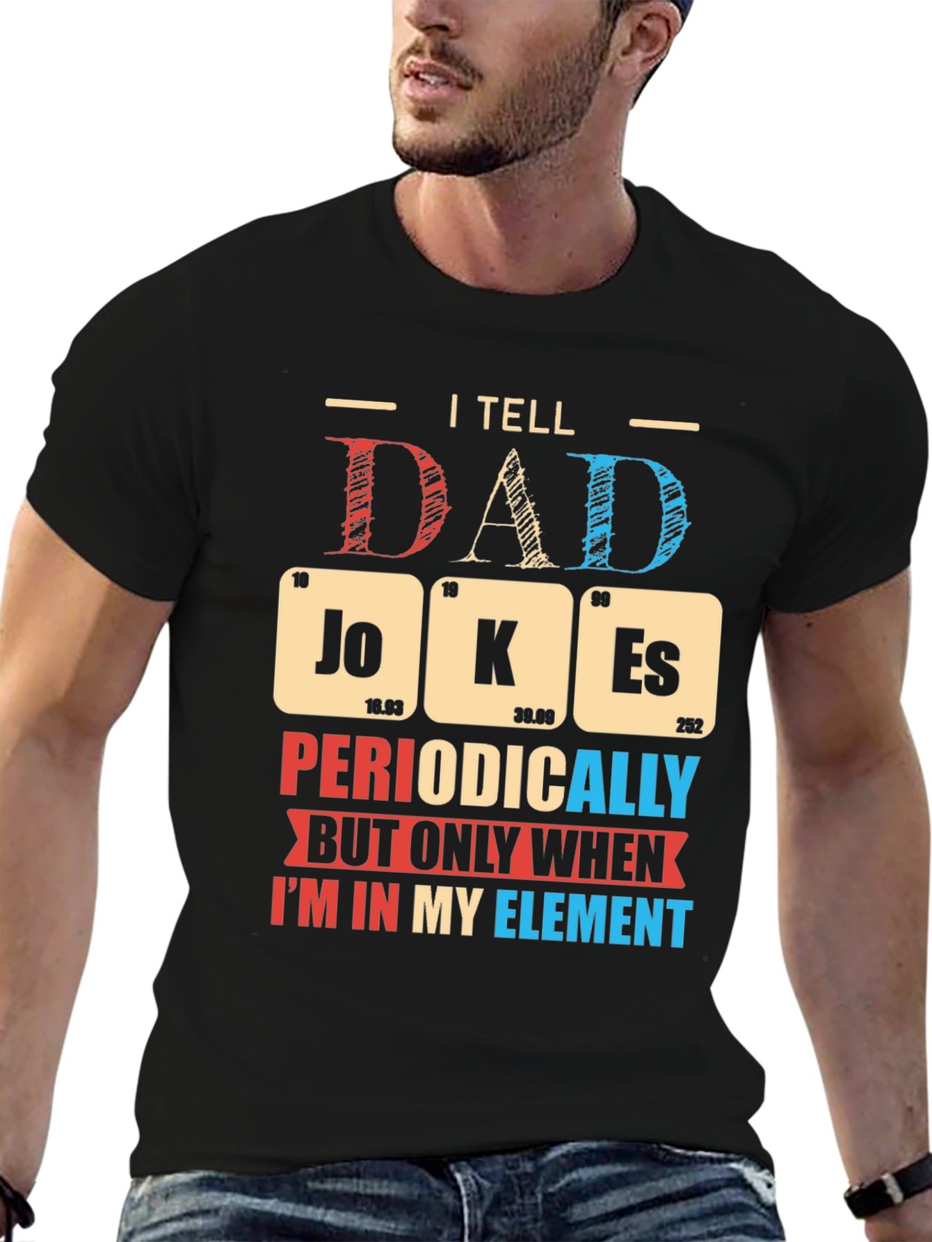 Black Dad Jokes T-Shirt Periodic Table Pun Funny Humor Novelty Tee view 6