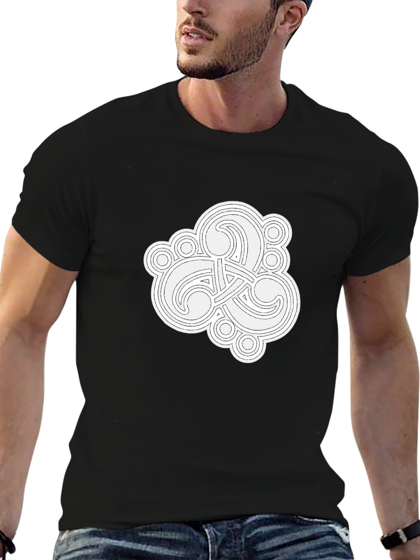 Black Celtic Knot Graphic Black T-Shirt view 6