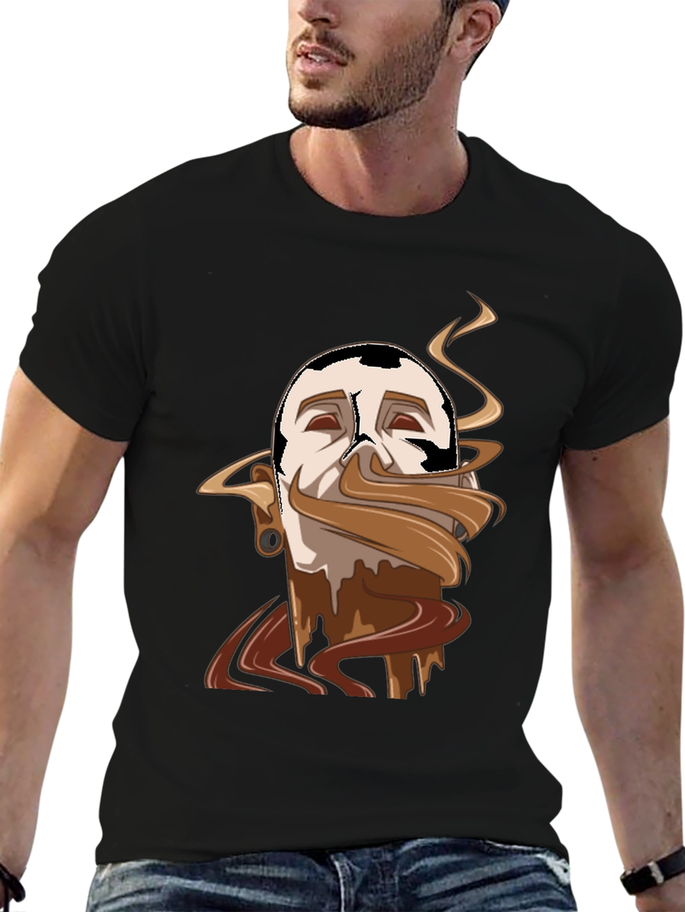 Black Chocolate Lover Tee - Melted Mustache Design view 6