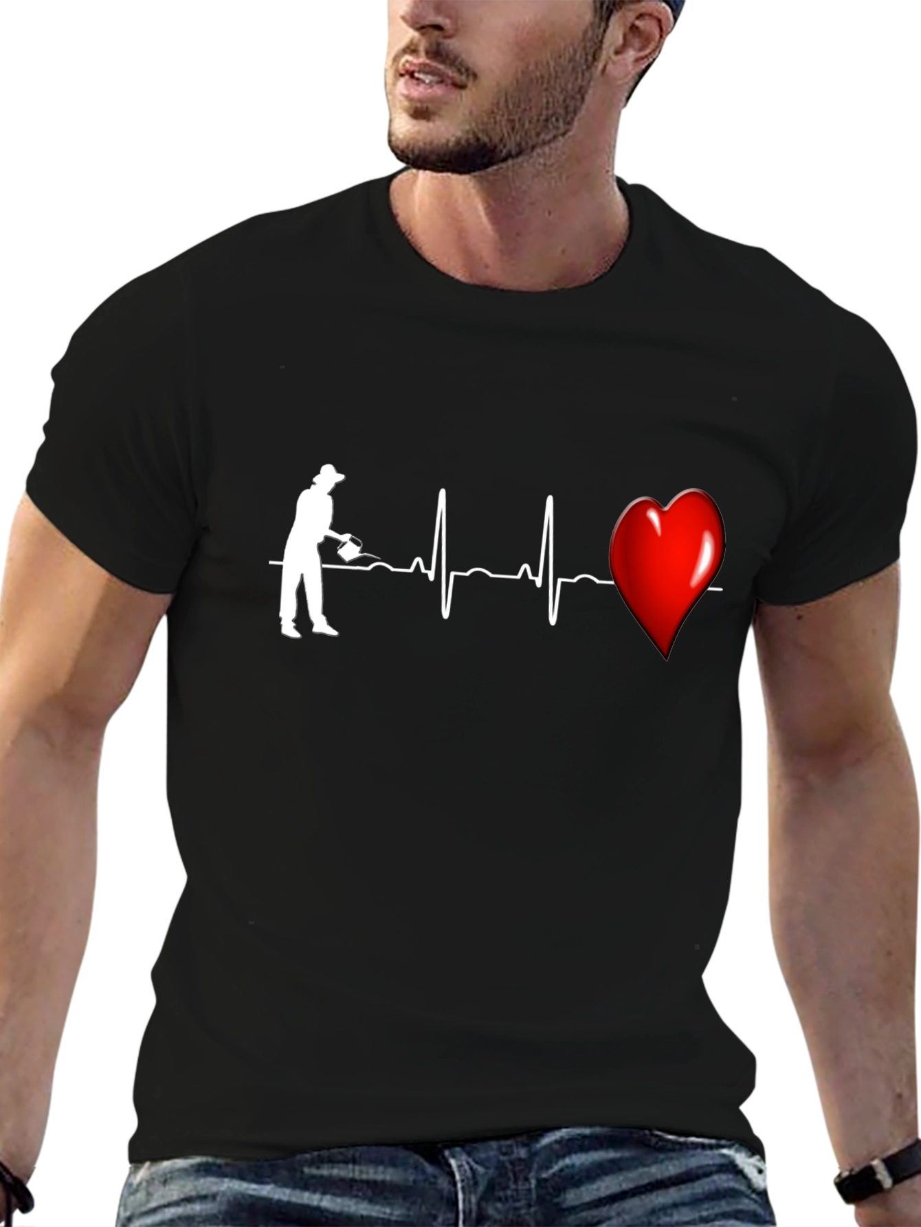 Black Gardener's Heartbeat Graphic Tee - Black view 6