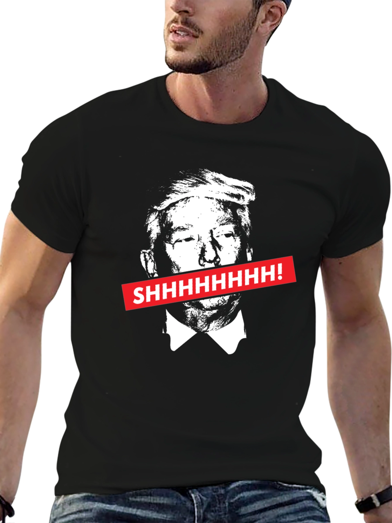 Black Trump SHHHHHH! Graphic Tee view 6