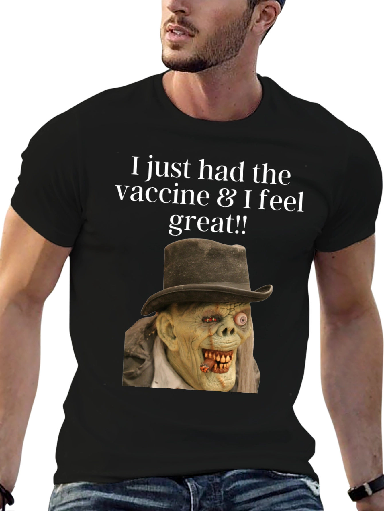 Black Vaccine Zombie Humor Graphic Tee view 6
